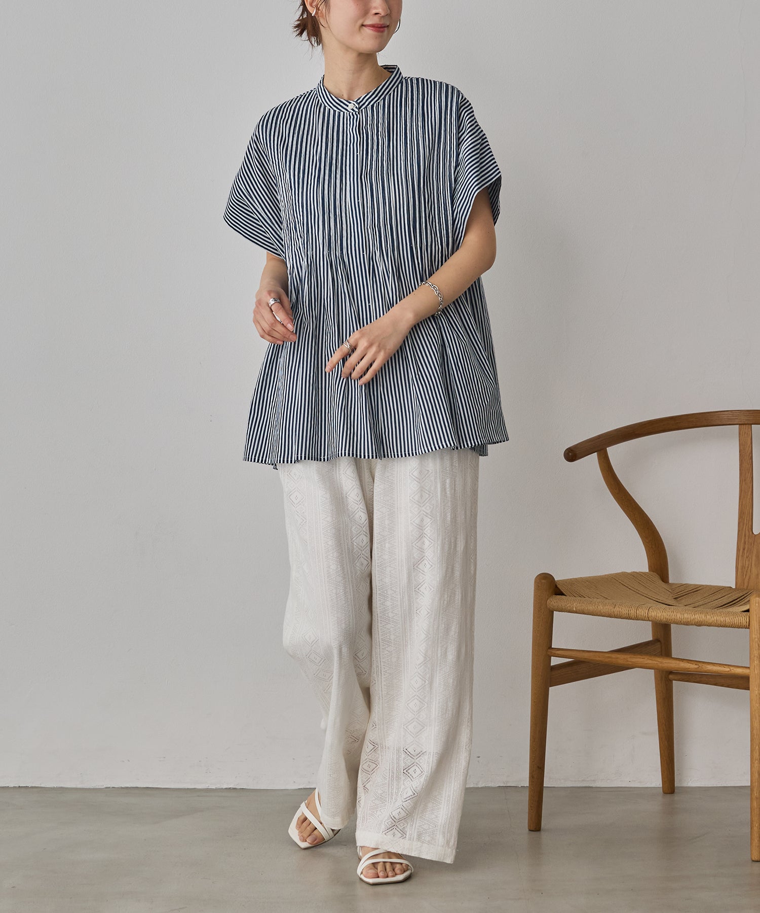 COTTON VOILE PINSTRIPE BLOUSE