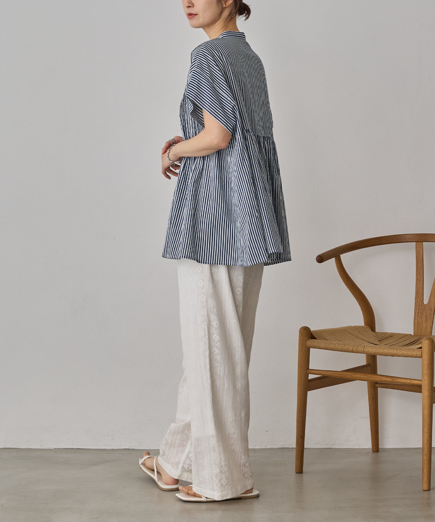 COTTON VOILE PINSTRIPE BLOUSE