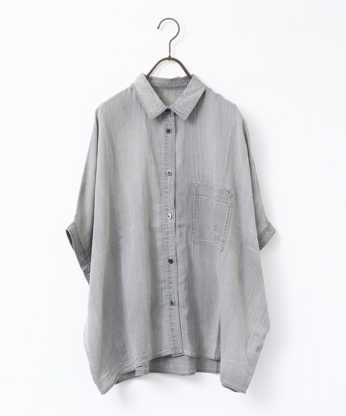 SHEER DENIM SHORT-SLEEVE SHIRT
