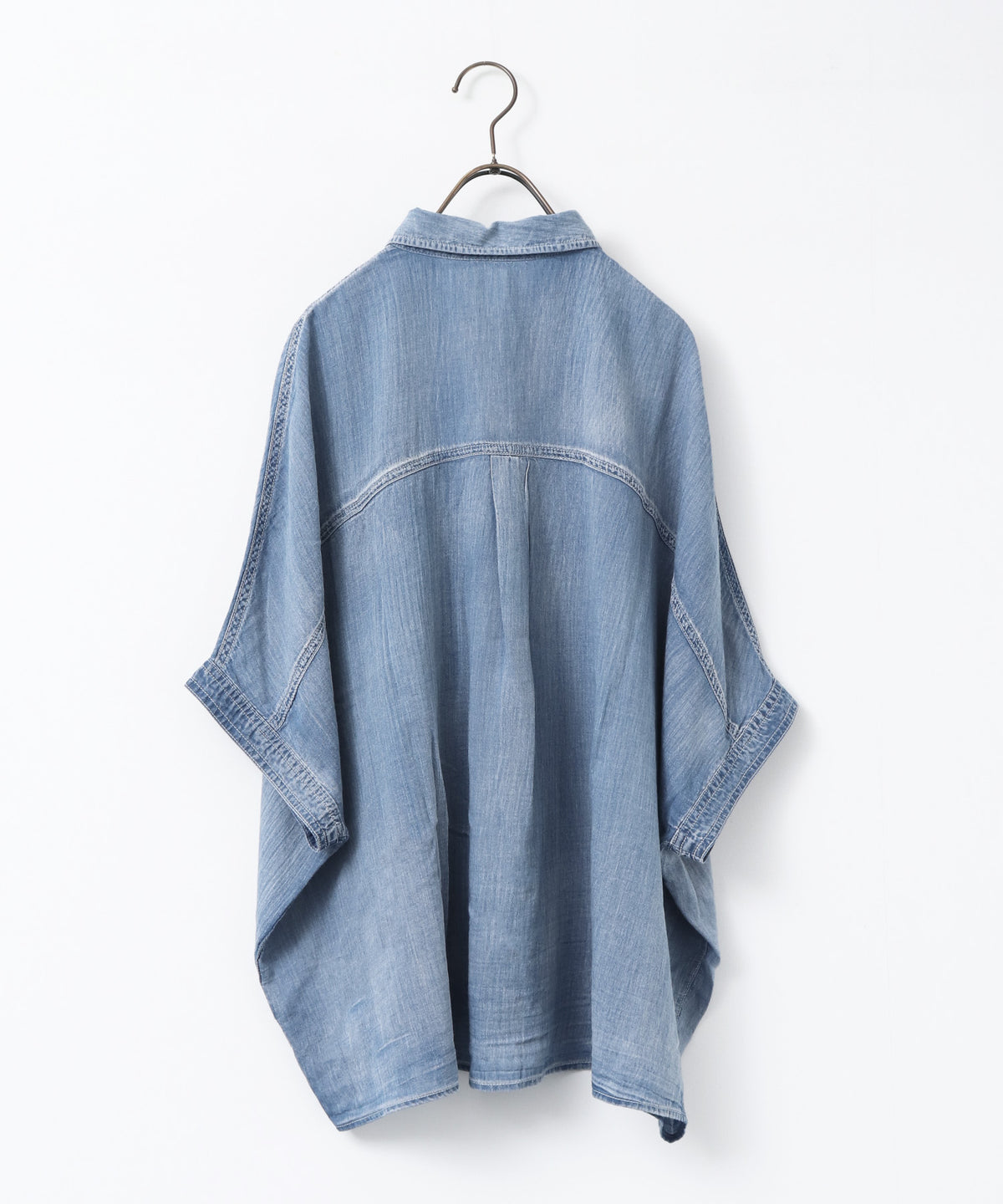 SHEER DENIM SHORT-SLEEVE SHIRT