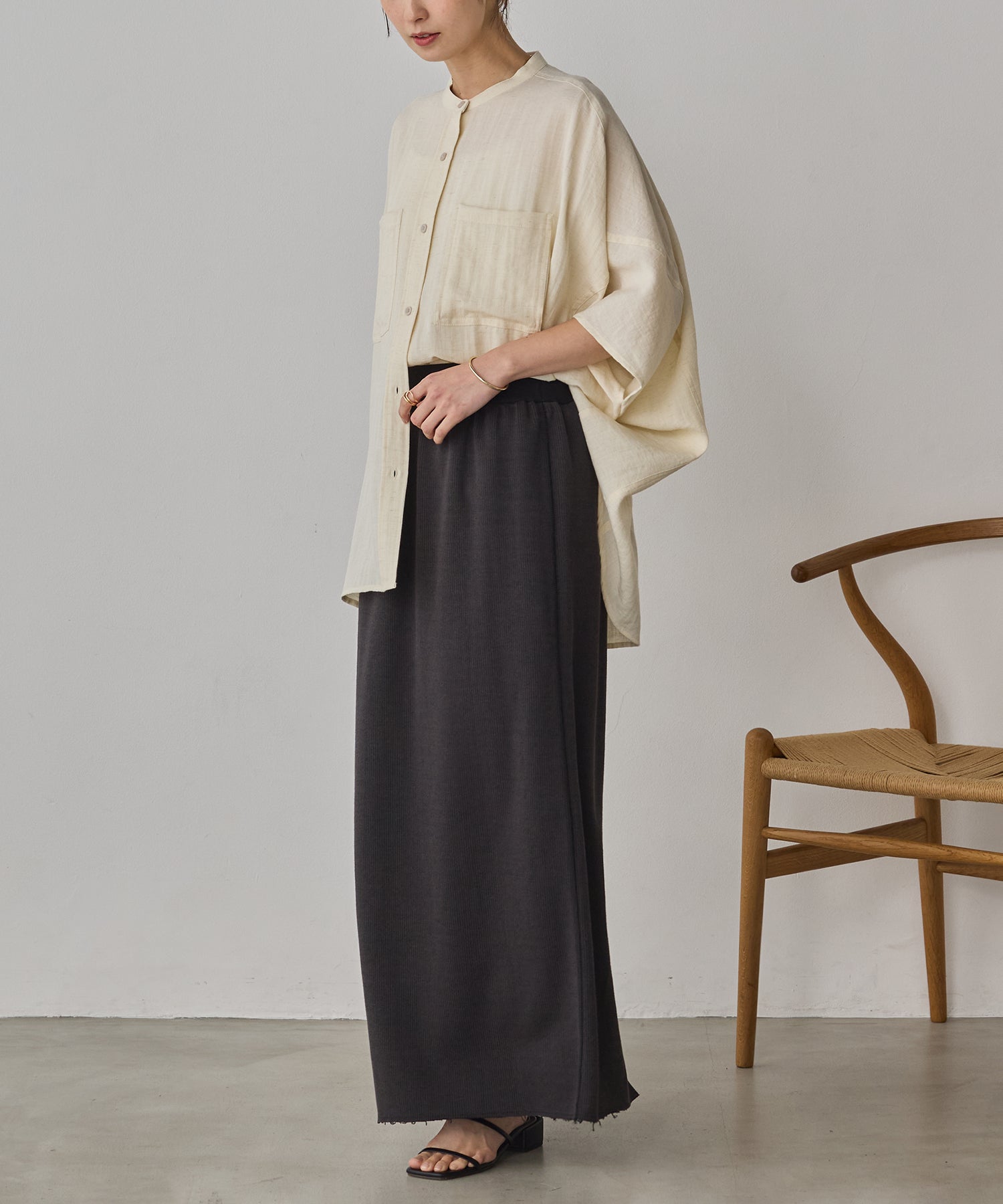 LINEN-RAYON DOLMAN OVERSHIRT