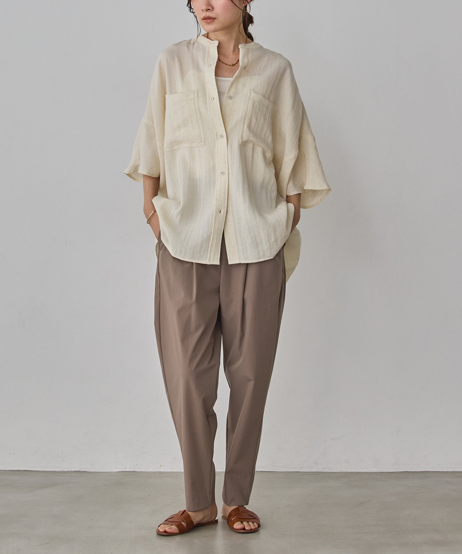 LINEN-RAYON DOLMAN OVERSHIRT