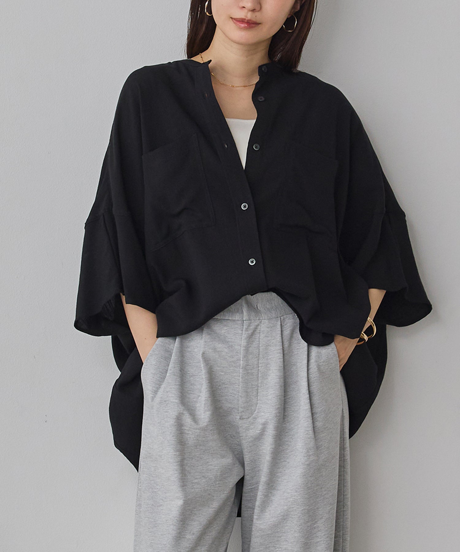 LINEN-RAYON DOLMAN OVERSHIRT