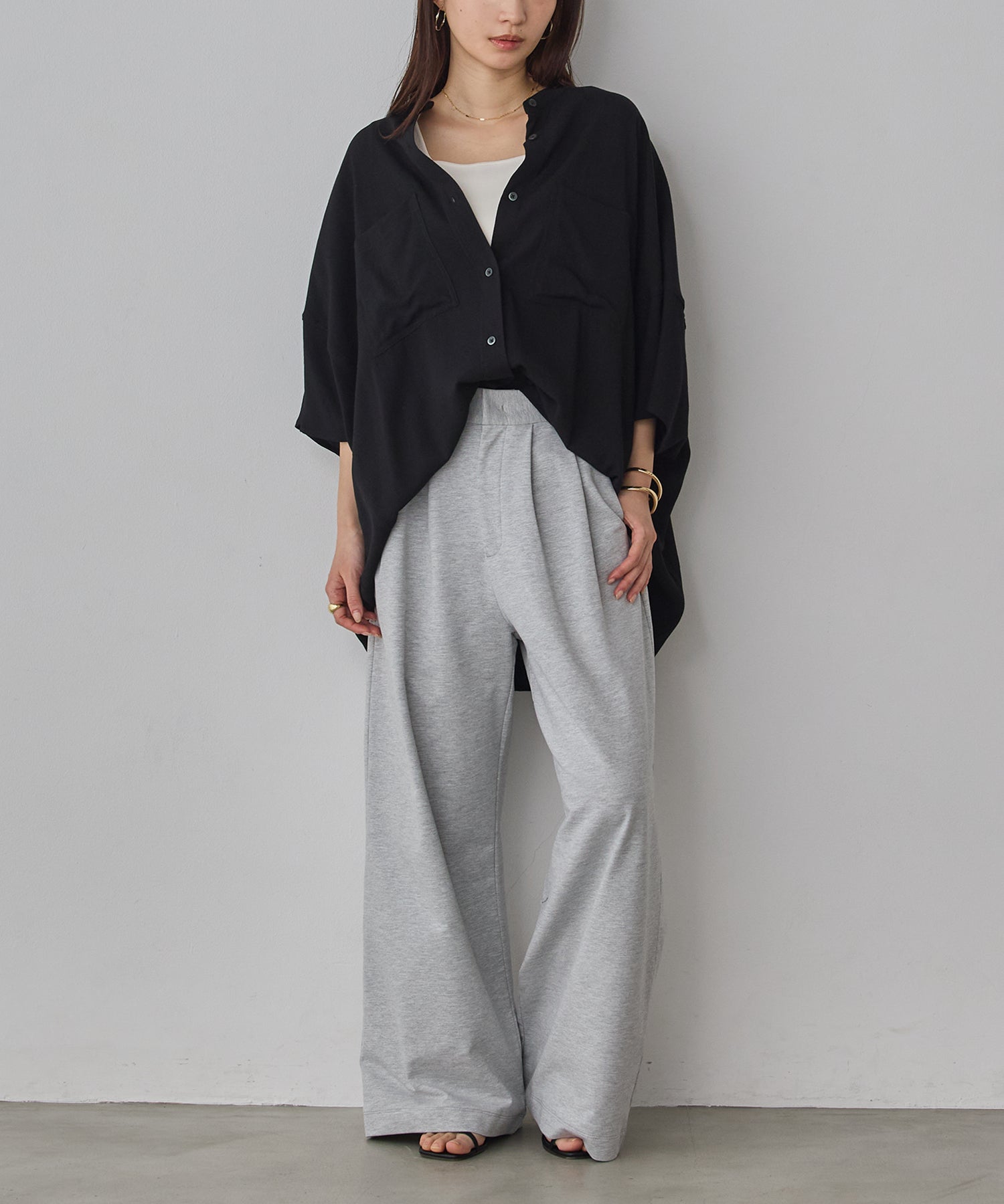 LINEN-RAYON DOLMAN OVERSHIRT
