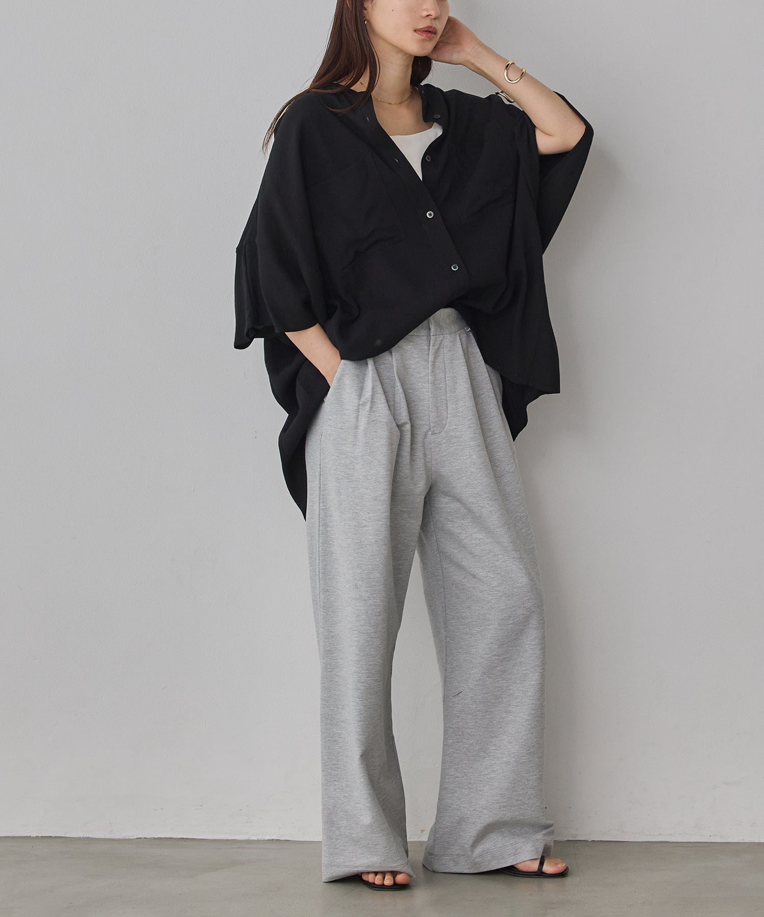 LINEN-RAYON DOLMAN OVERSHIRT