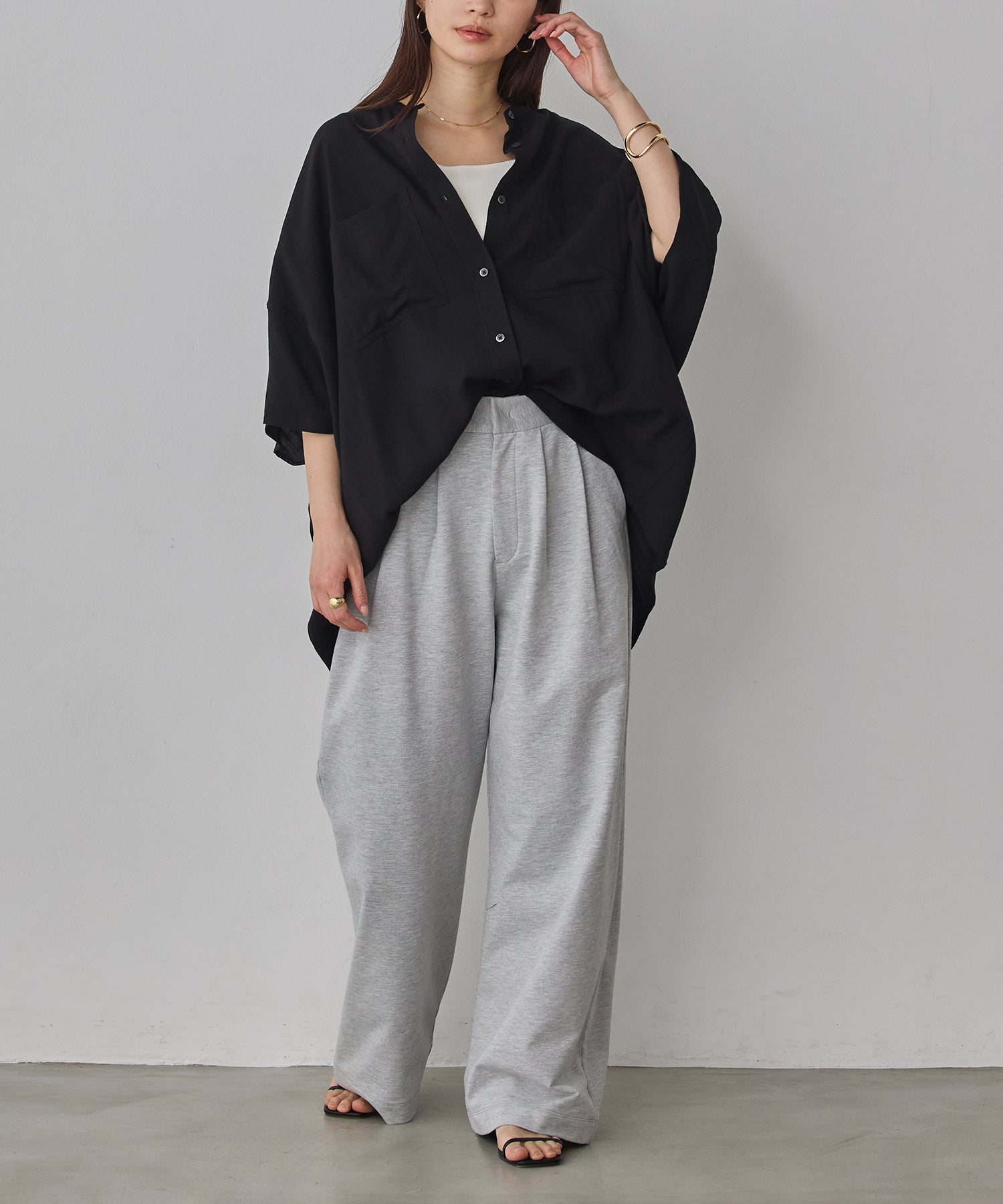 LINEN-RAYON DOLMAN OVERSHIRT