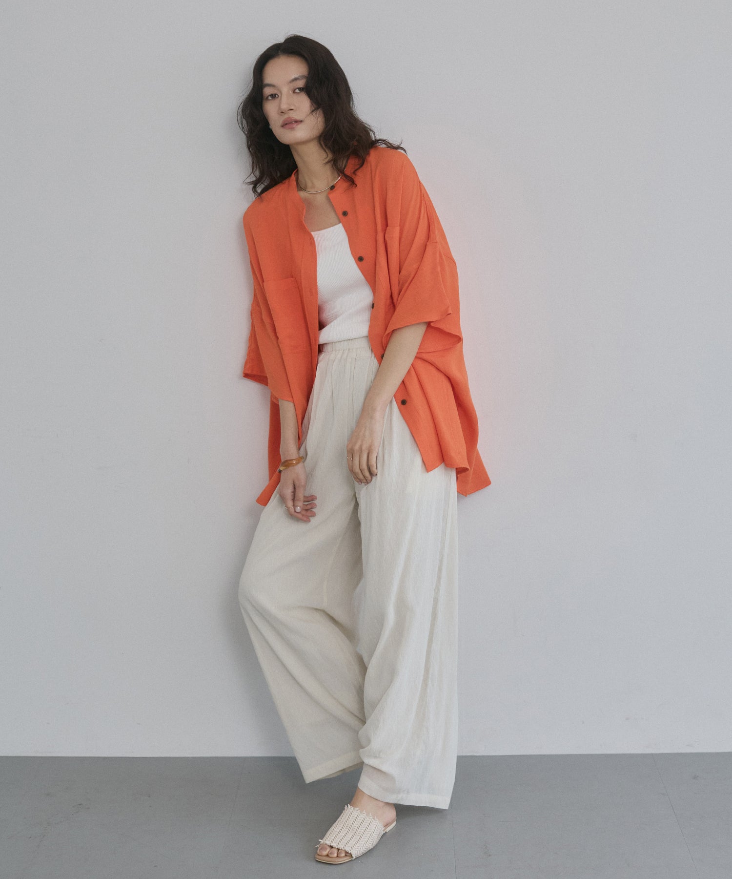 LINEN-RAYON DOLMAN OVERSHIRT