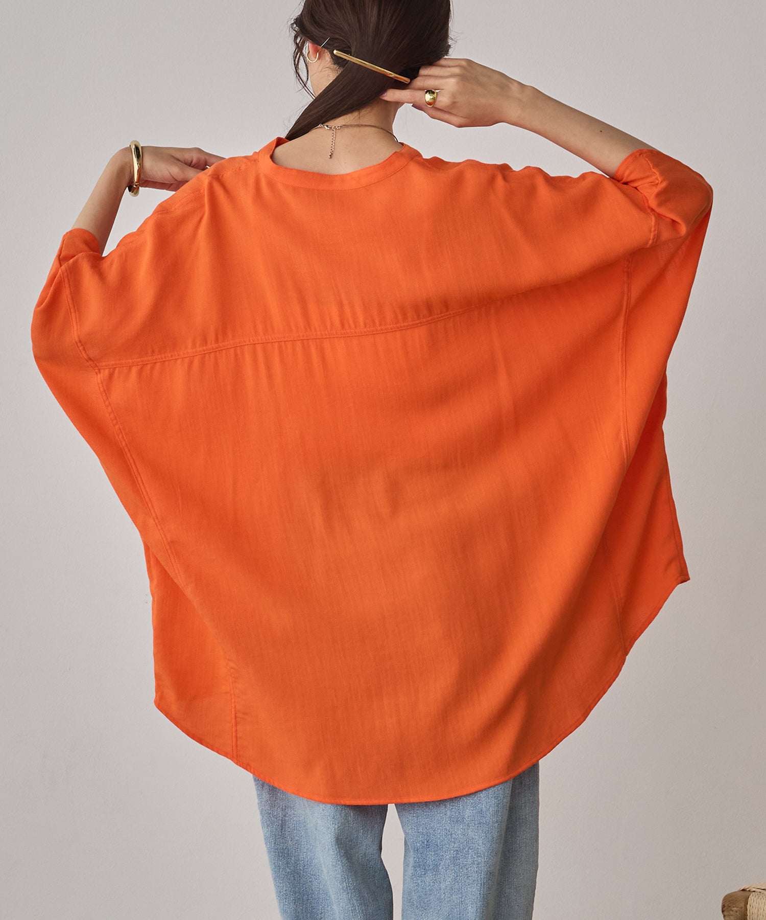 LINEN-RAYON DOLMAN OVERSHIRT