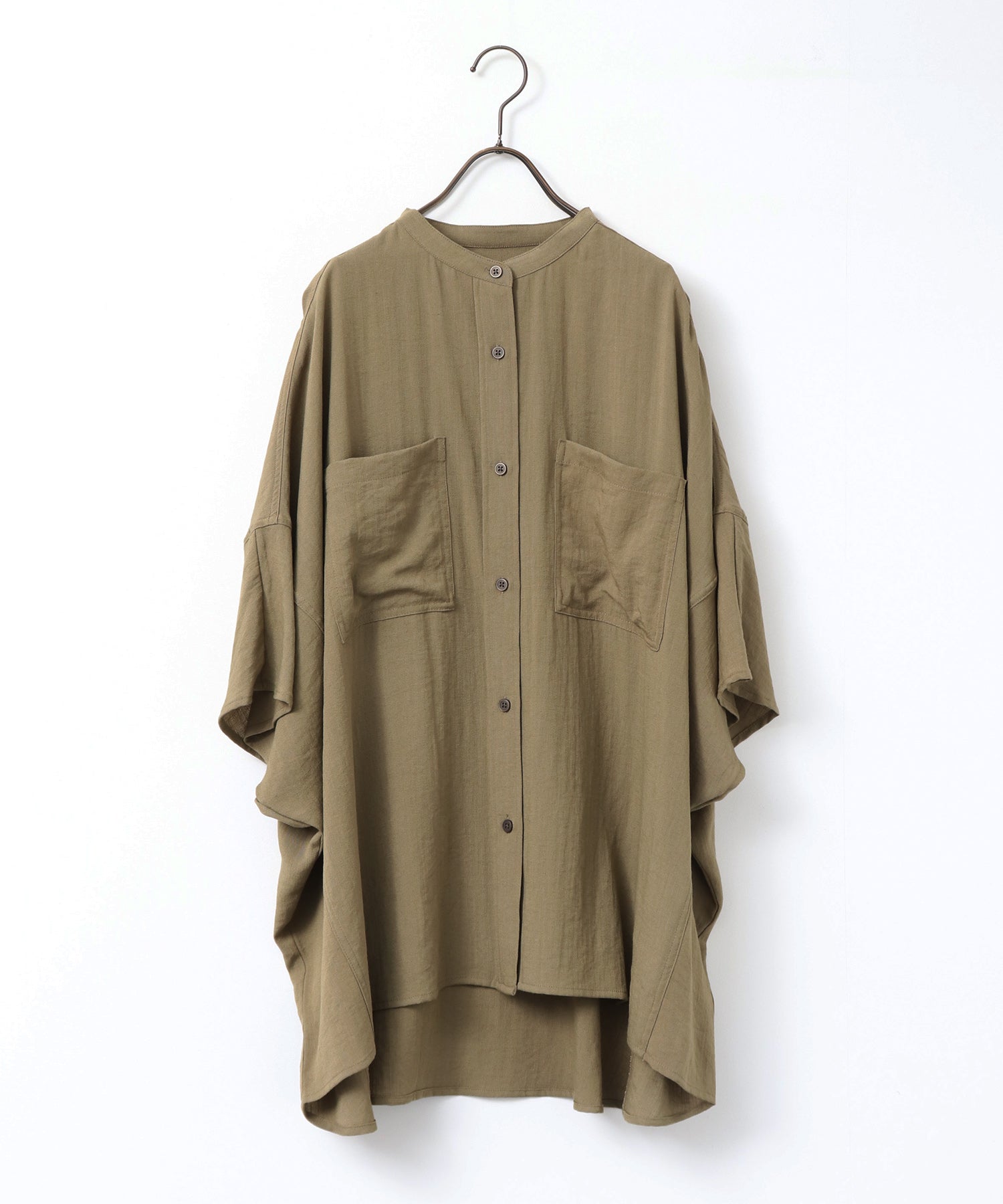 LINEN-RAYON DOLMAN OVERSHIRT