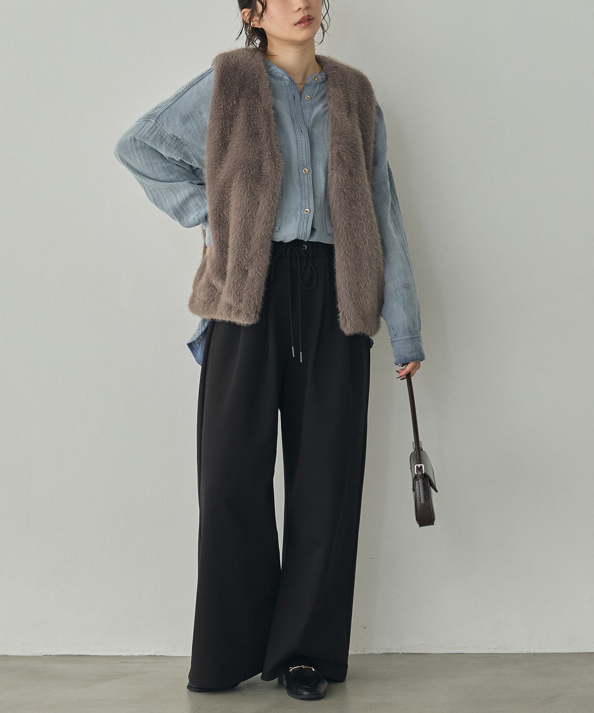 BAND-COLLAR DOUBLE-GAUZE SHIRT