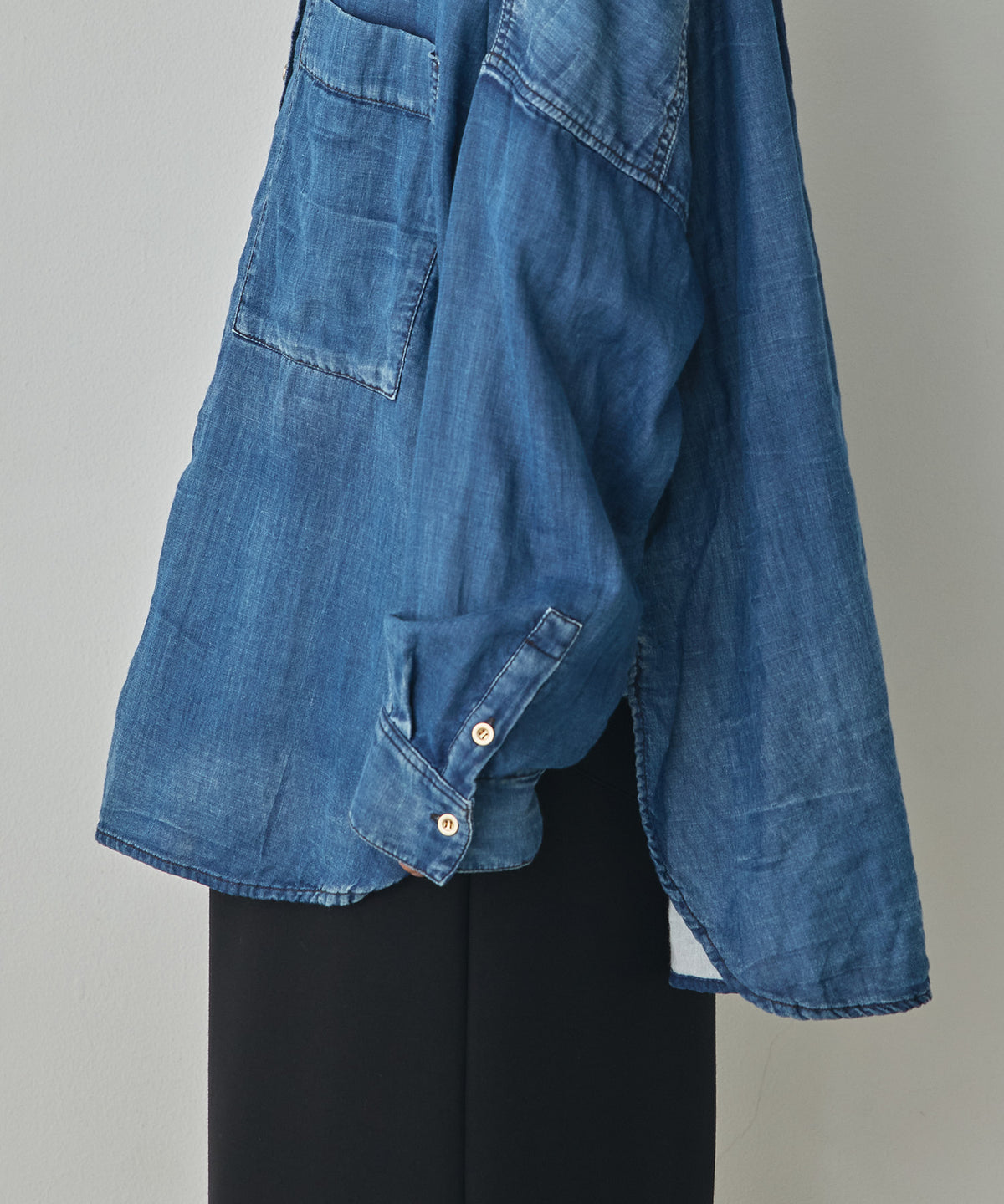 BAND-COLLAR DOUBLE-GAUZE SHIRT