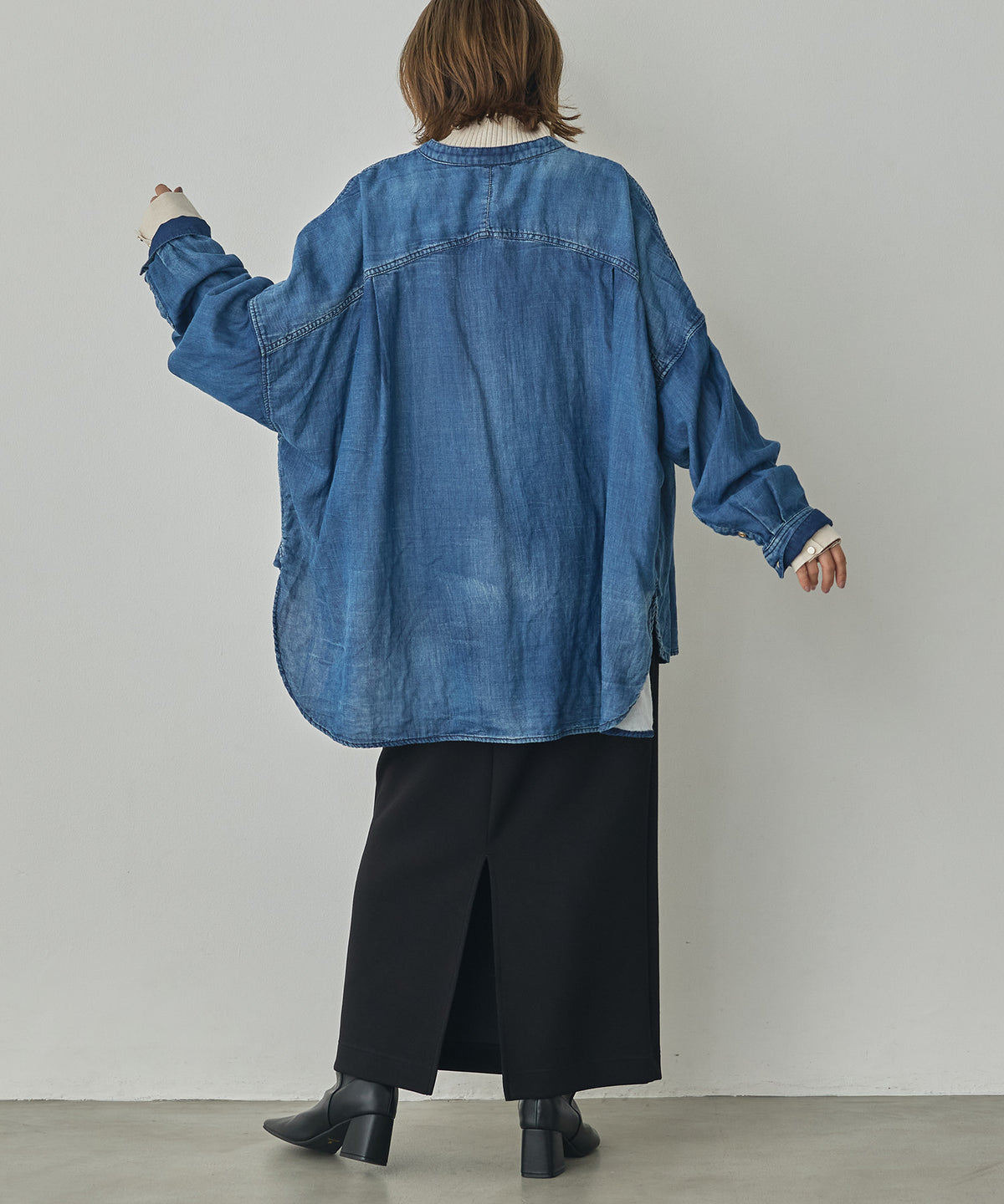 BAND-COLLAR DOUBLE-GAUZE SHIRT