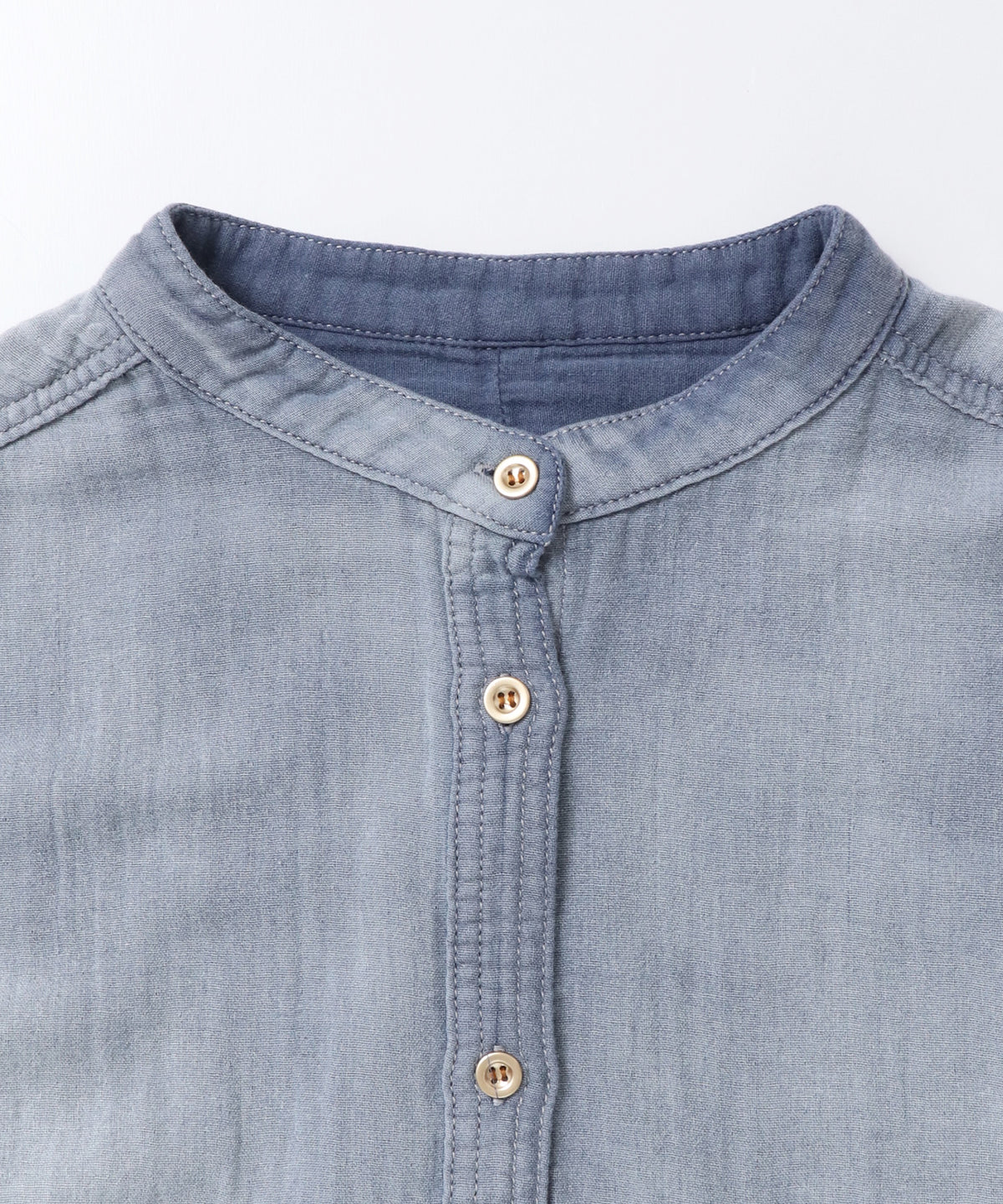 BAND-COLLAR DOUBLE-GAUZE SHIRT