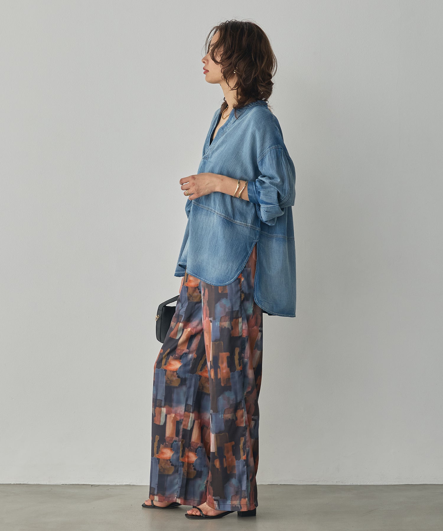 SHEER DENIM SKIPPER TOPS