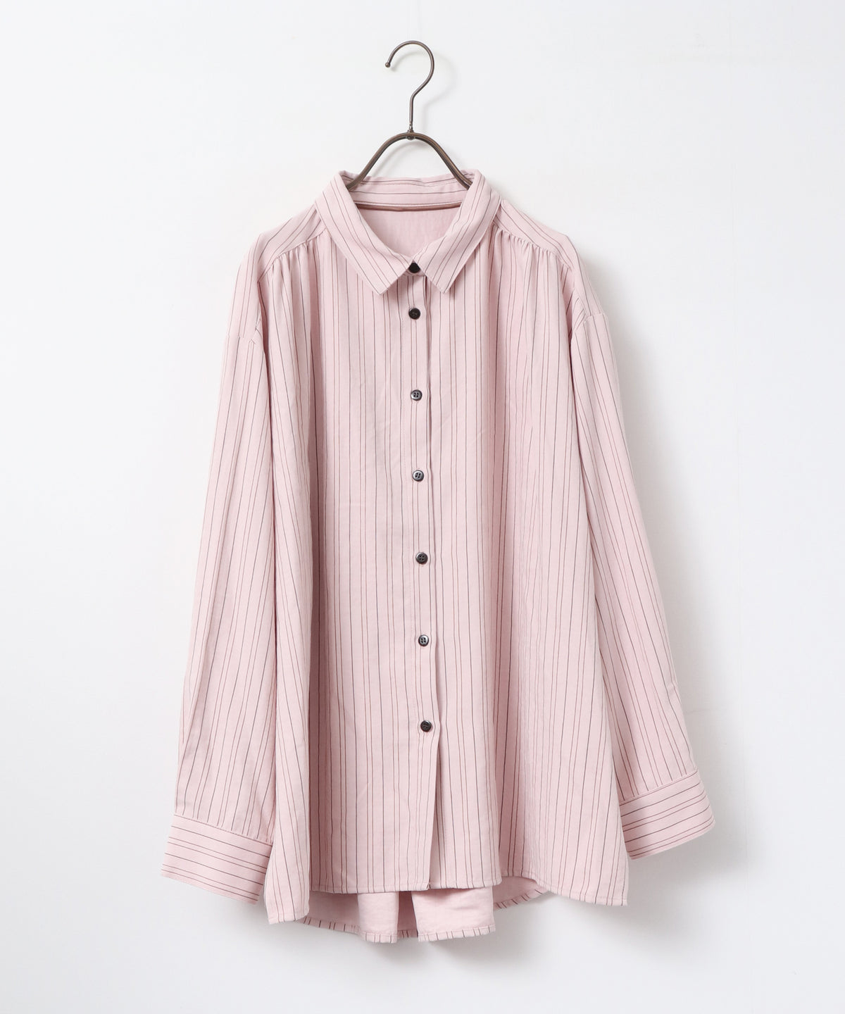 VINTAGE-STYLE PRINTED GATHERED SHIRT