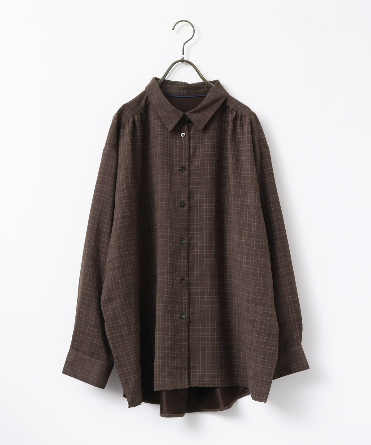 VINTAGE-STYLE PRINTED GATHERED SHIRT