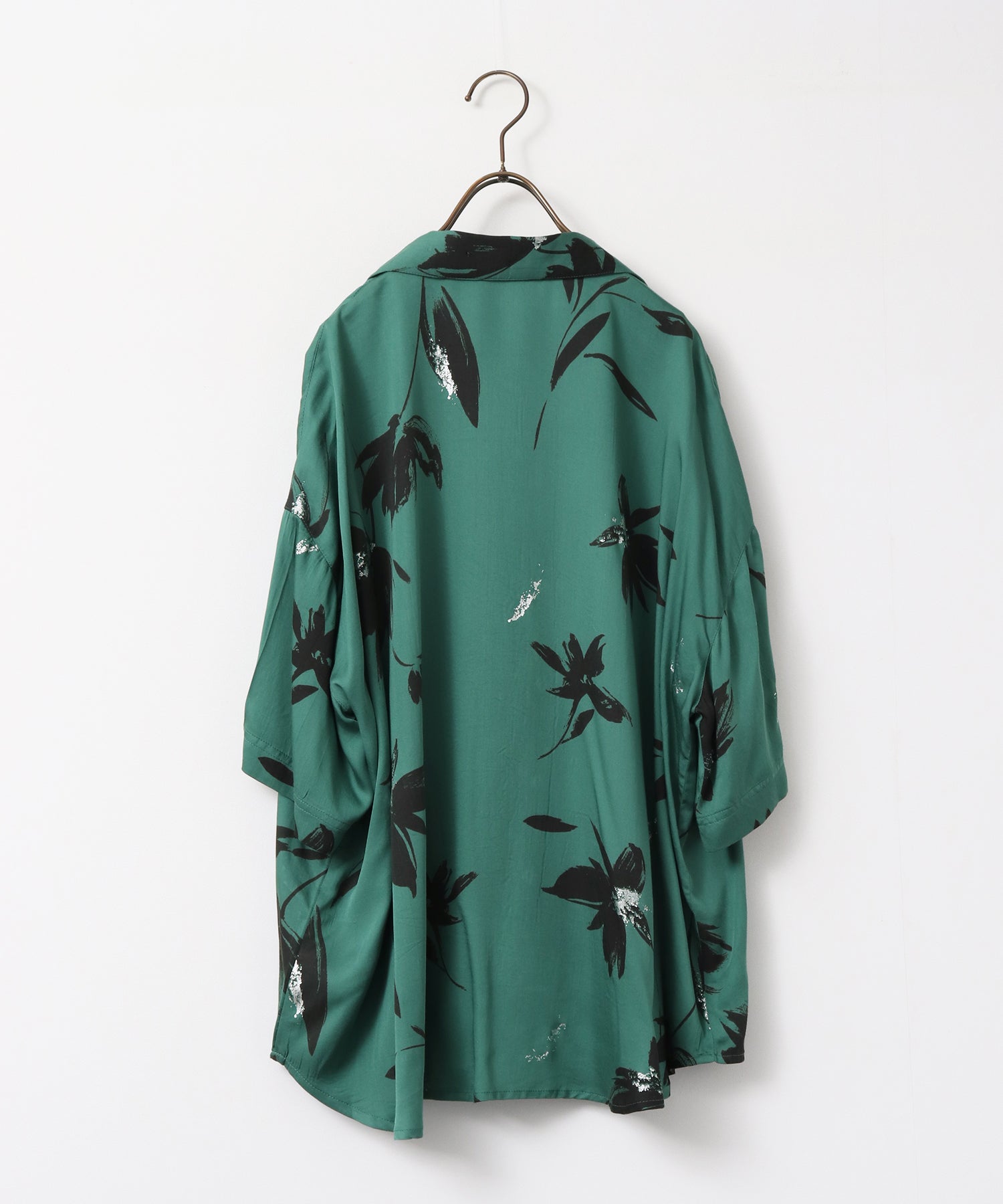 RAYON PATTERNED OPEN-NECK SHIRT