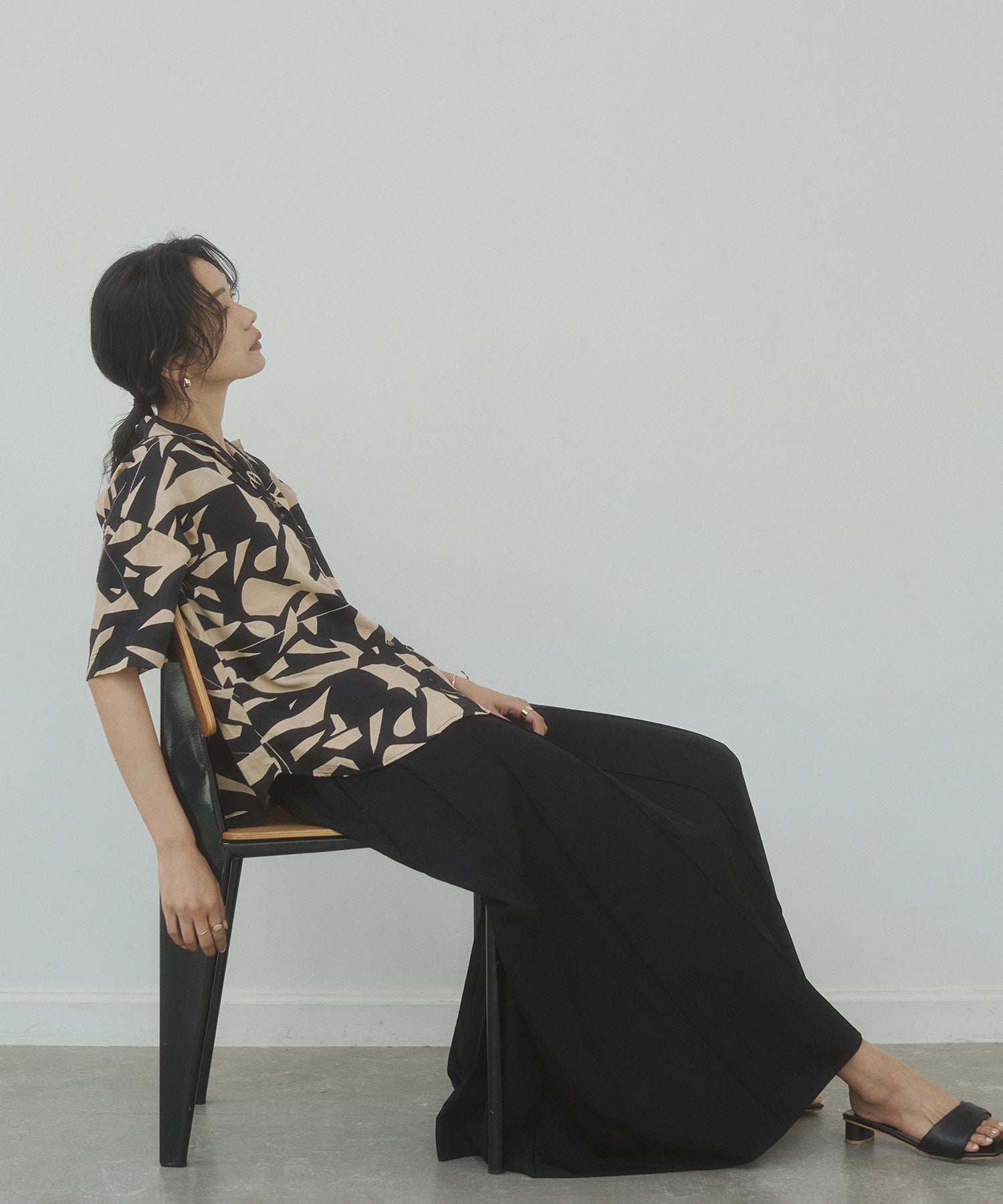VISCOSE SATIN PRINTED OPEN-COLLAR SHIRT