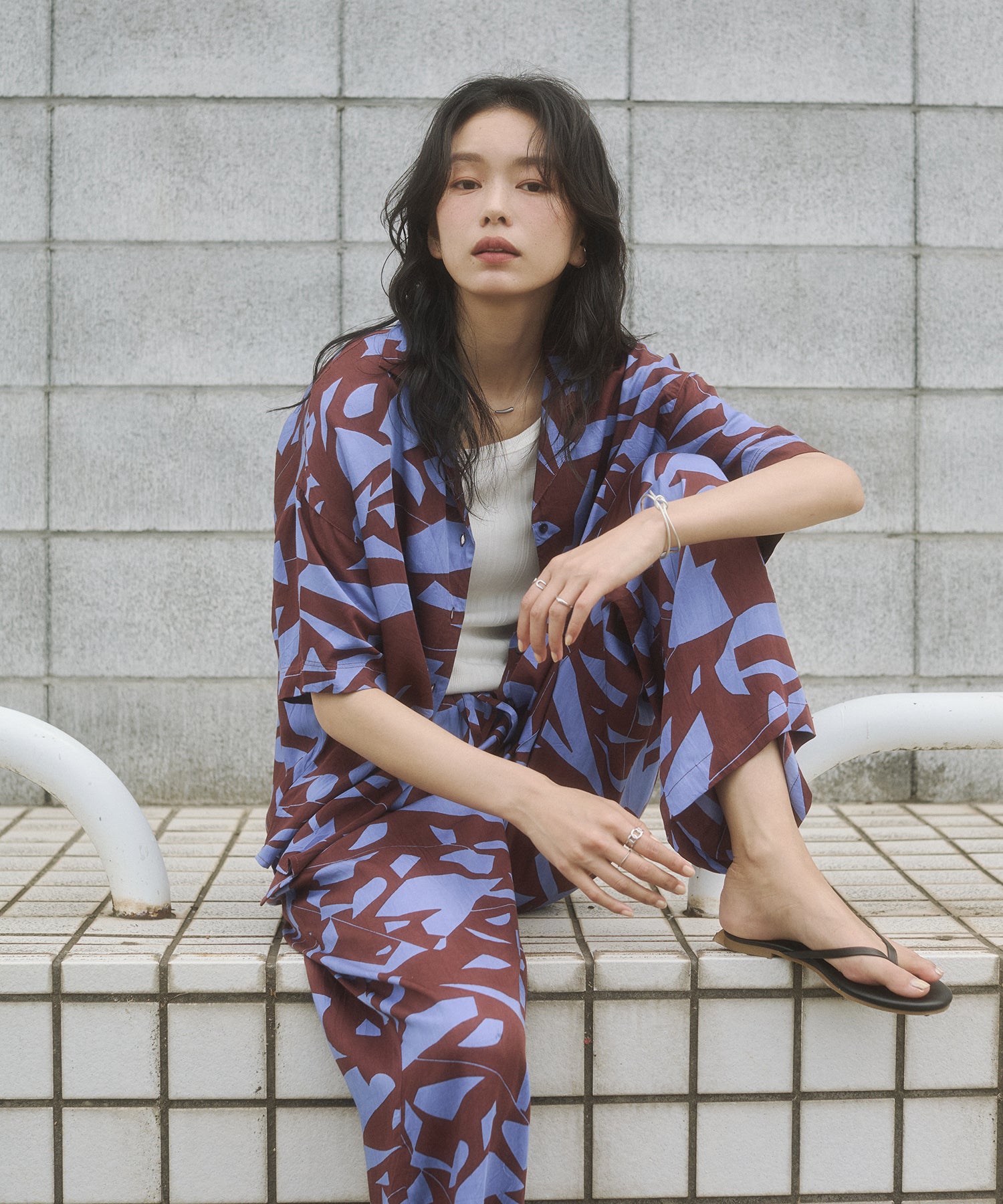 VISCOSE SATIN PRINTED OPEN-COLLAR SHIRT