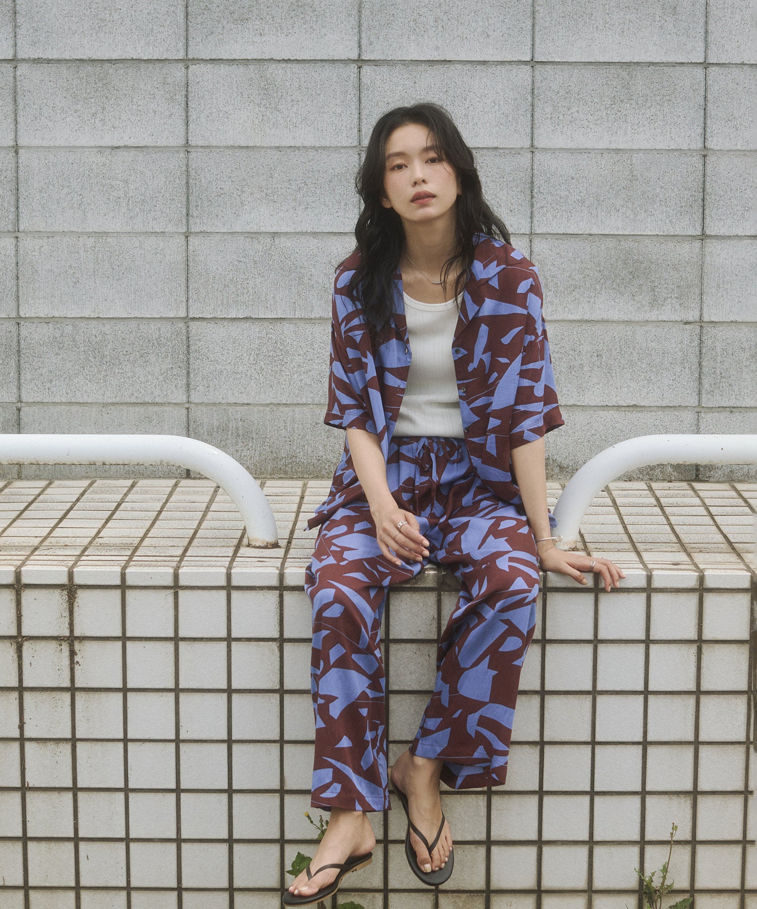 VISCOSE SATIN PRINTED OPEN-COLLAR SHIRT