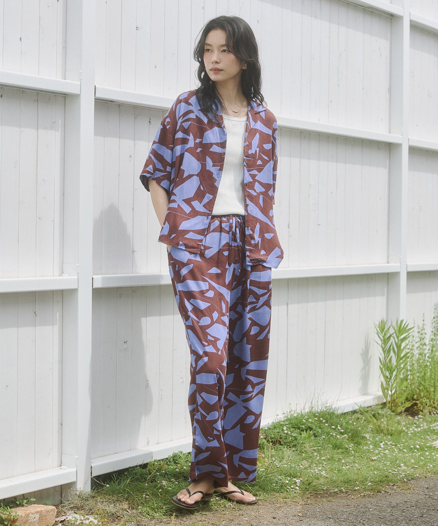 VISCOSE SATIN PRINTED OPEN-COLLAR SHIRT