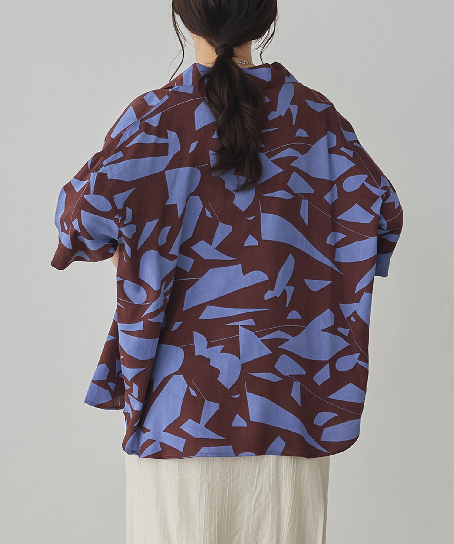 VISCOSE SATIN PRINTED OPEN-COLLAR SHIRT