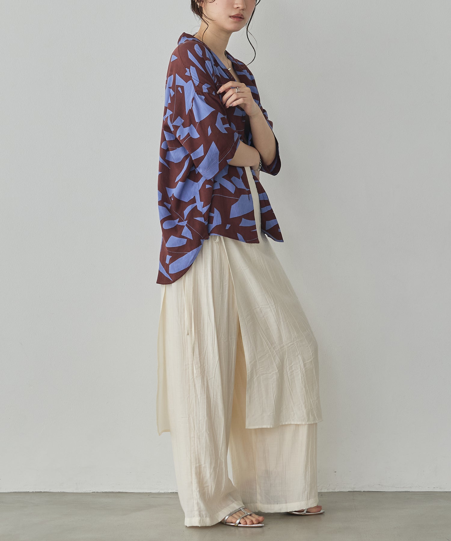 VISCOSE SATIN PRINTED OPEN-COLLAR SHIRT