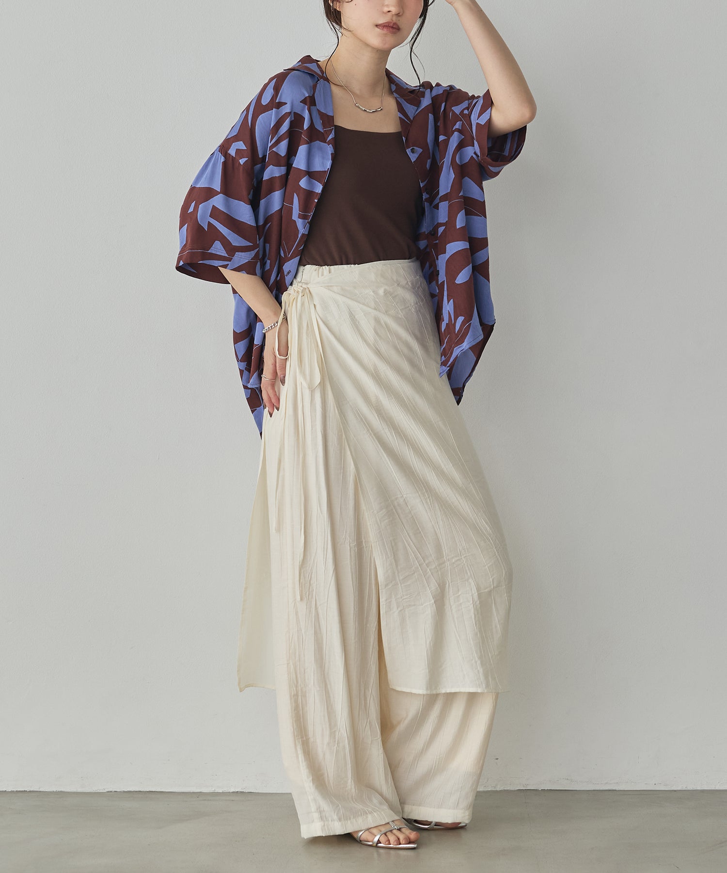 VISCOSE SATIN PRINTED OPEN-COLLAR SHIRT