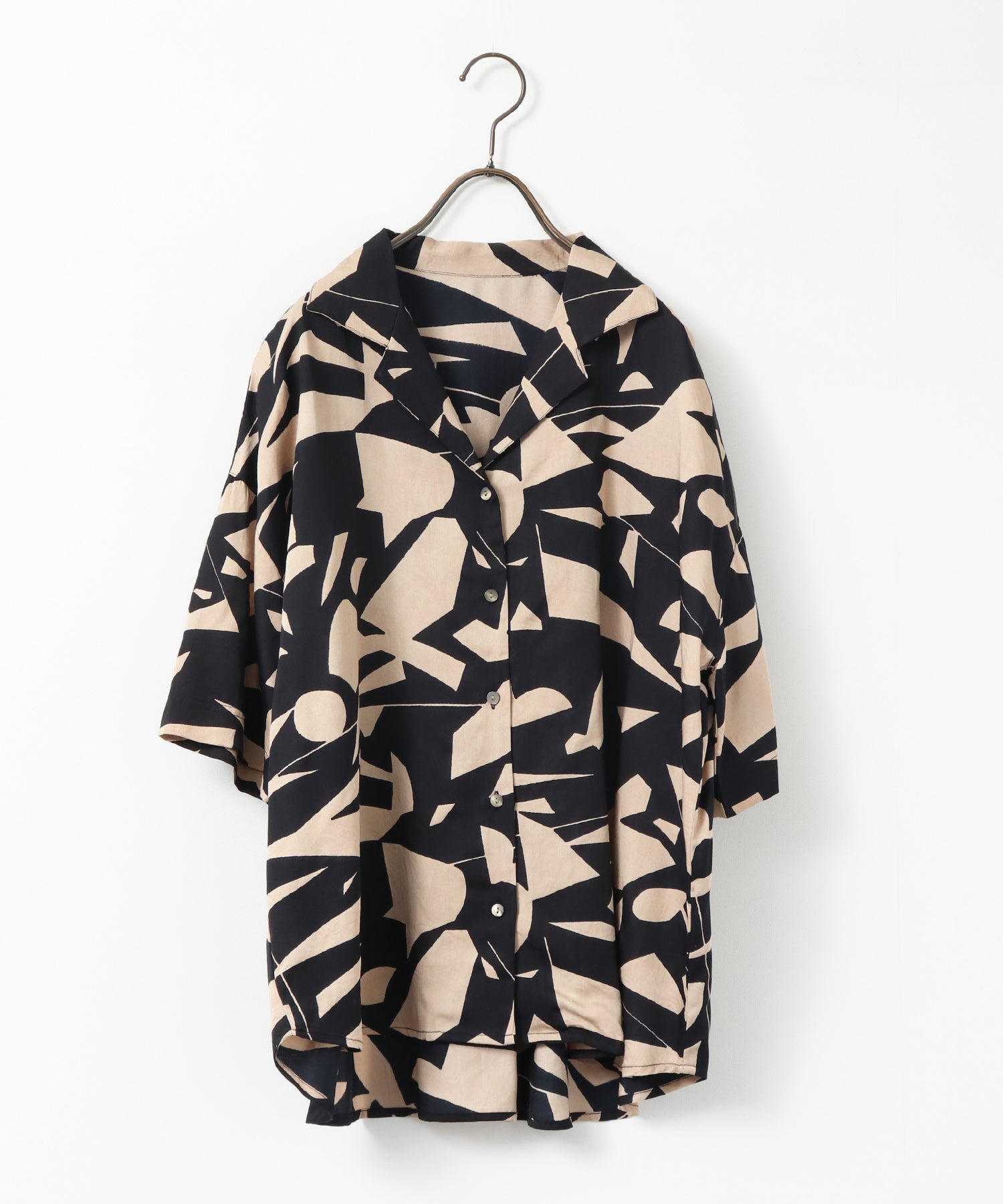 VISCOSE SATIN PRINTED OPEN-COLLAR SHIRT