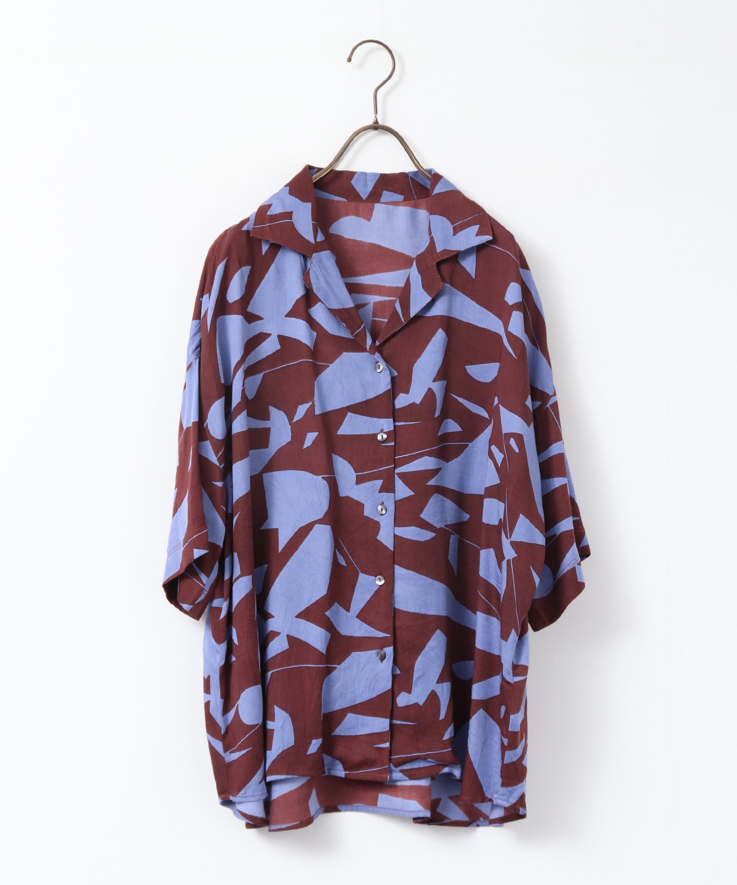 VISCOSE SATIN PRINTED OPEN-COLLAR SHIRT