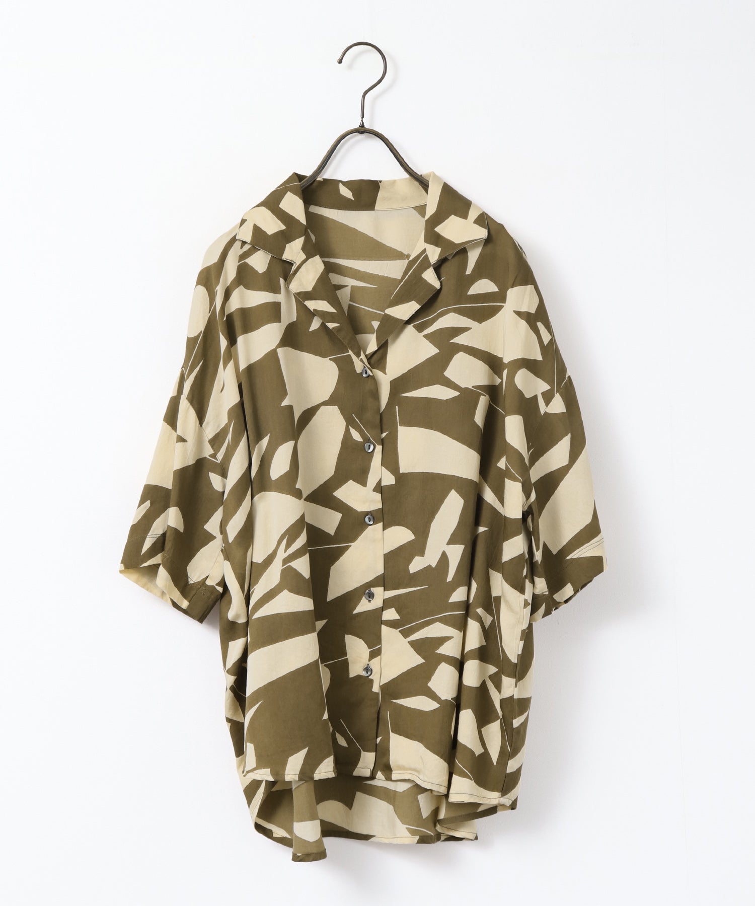 VISCOSE SATIN PRINTED OPEN-COLLAR SHIRT
