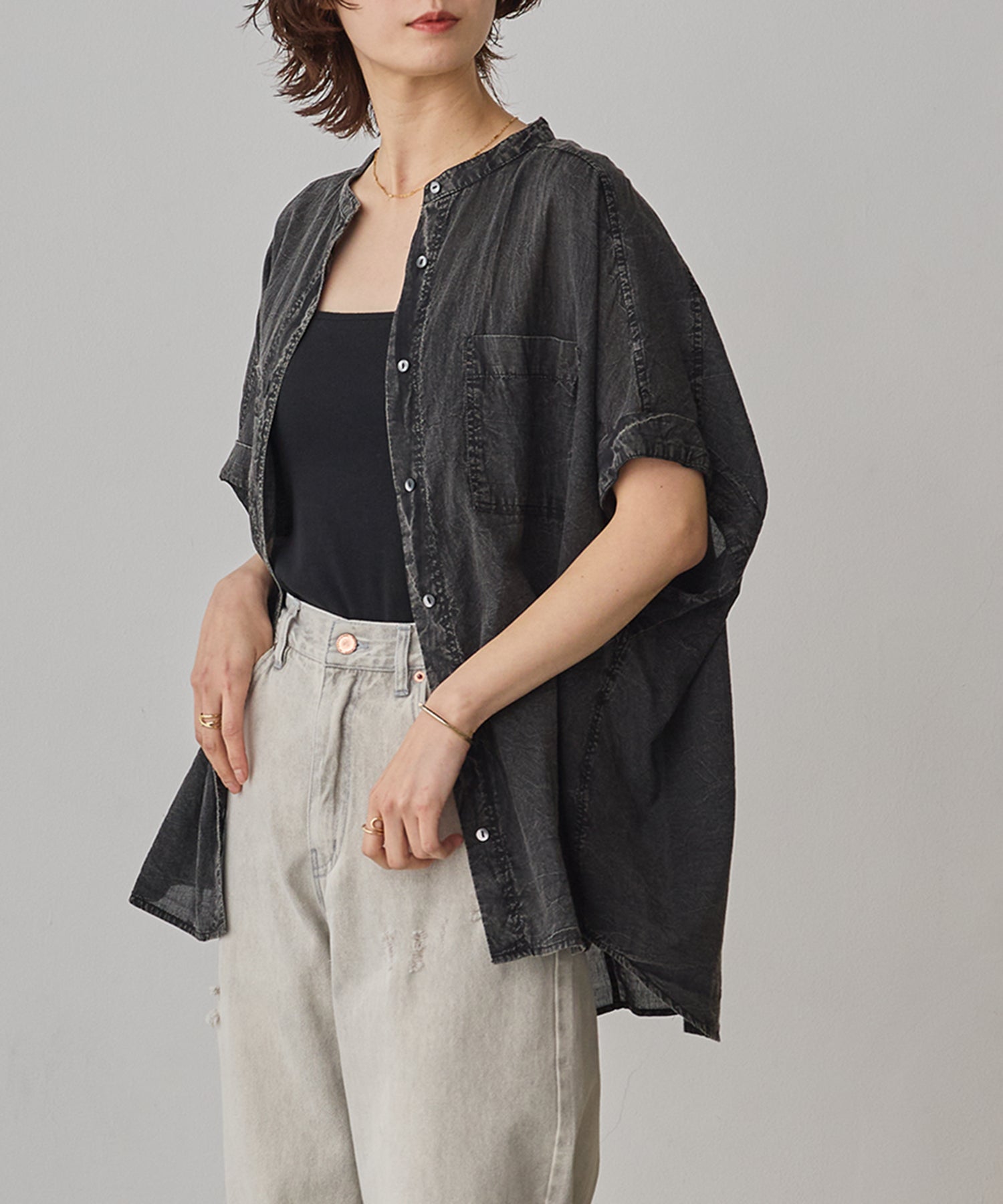 ACID-WASH SHORT-SLEEVE SHIRT