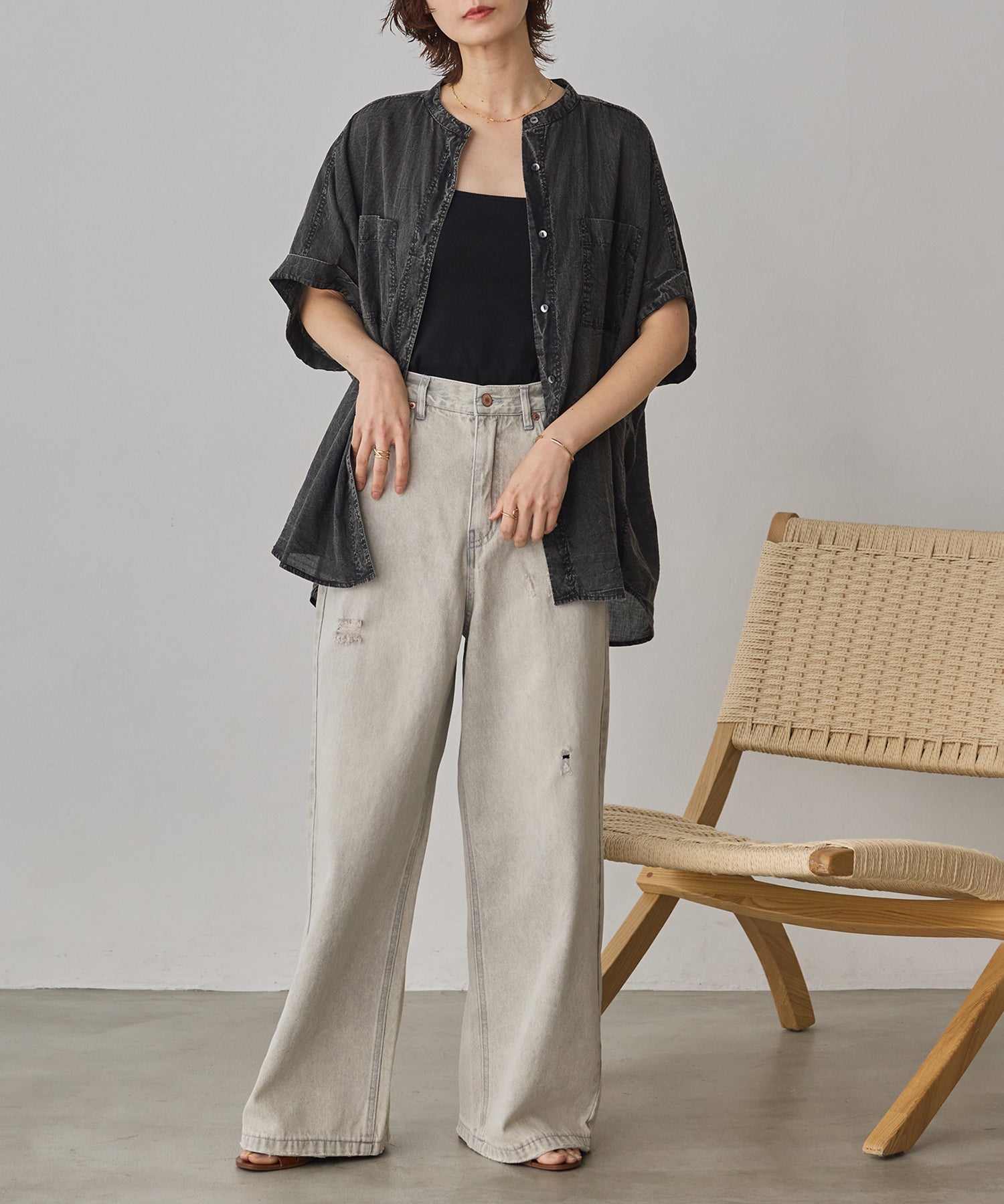 ACID-WASH SHORT-SLEEVE SHIRT
