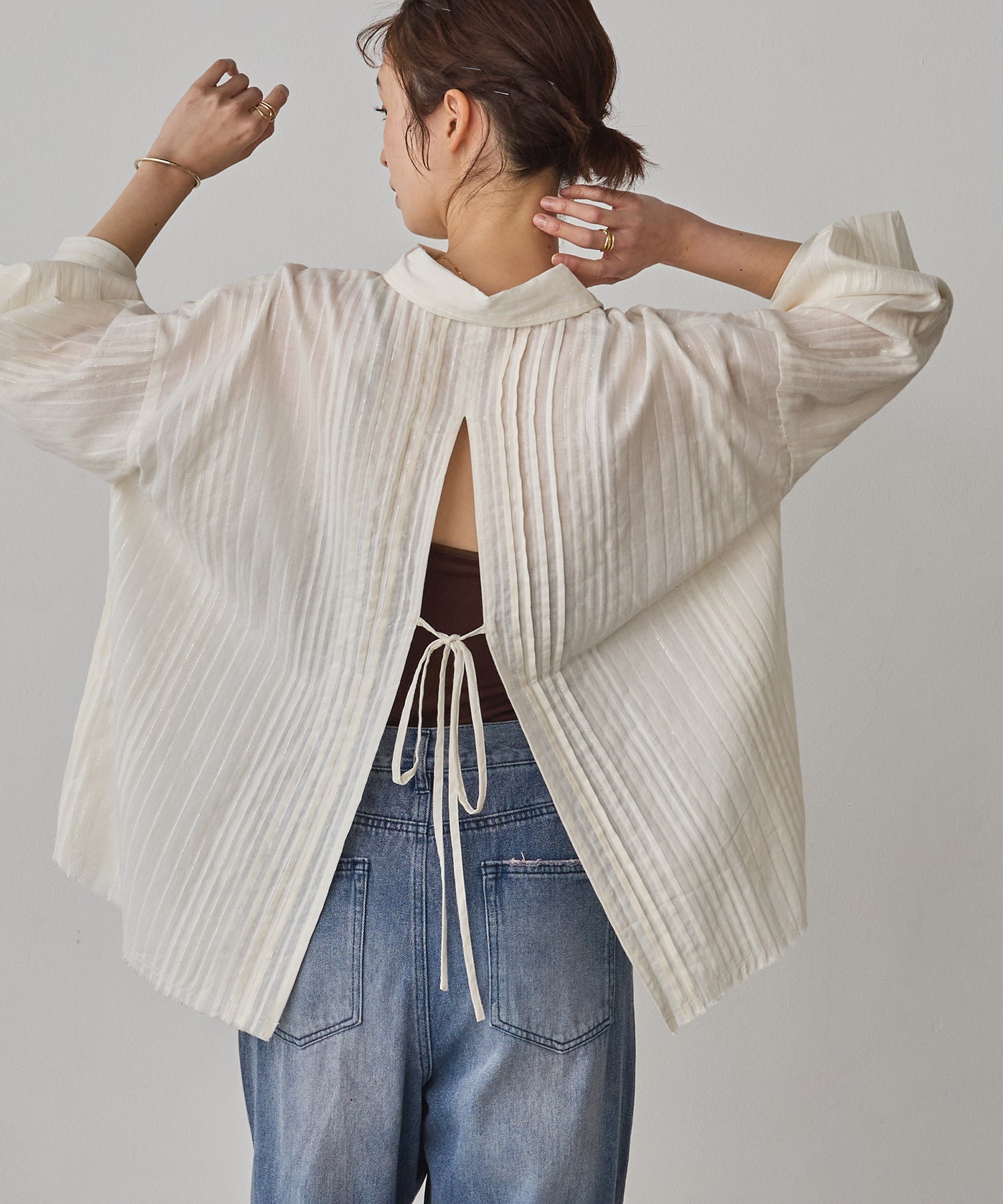 STRIPE BACK-OPEN SHIRT