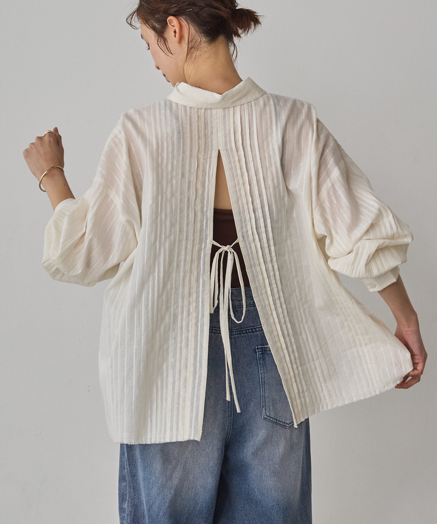 STRIPE BACK-OPEN SHIRT