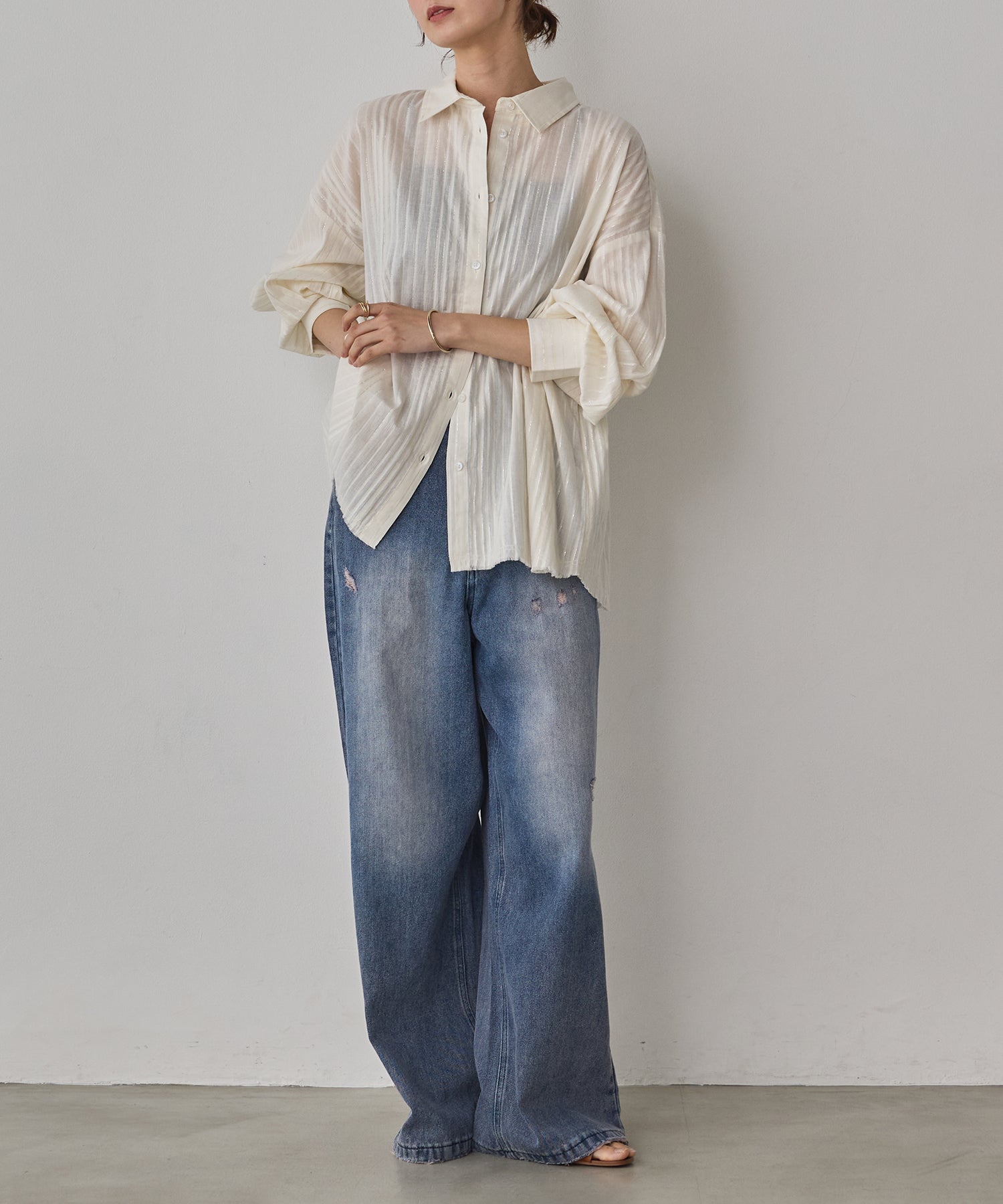 STRIPE BACK-OPEN SHIRT