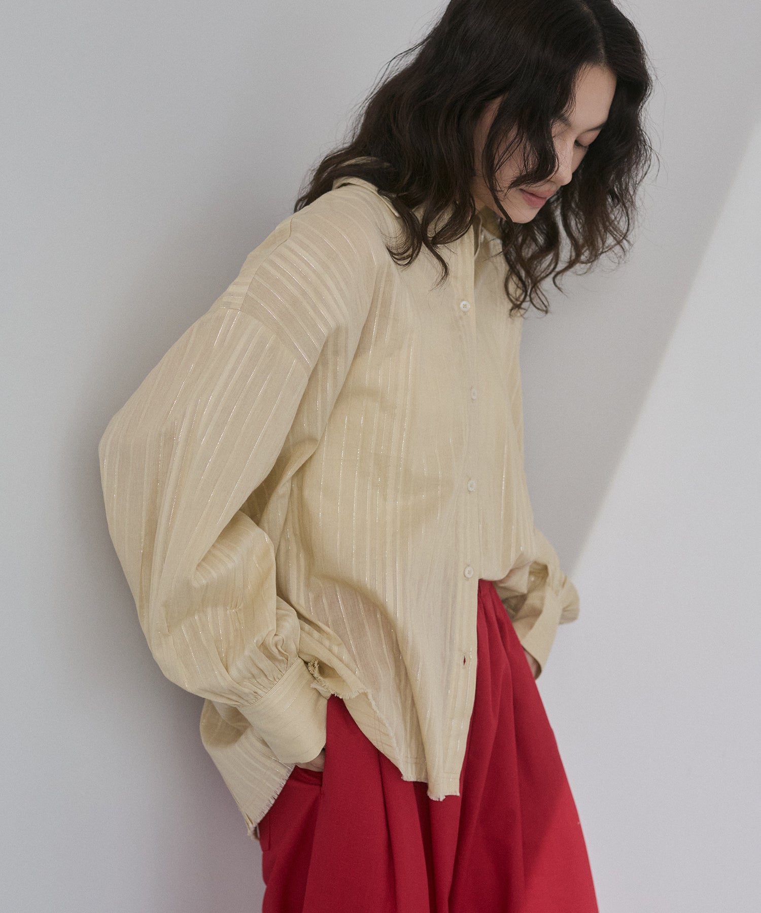 STRIPE BACK-OPEN SHIRT