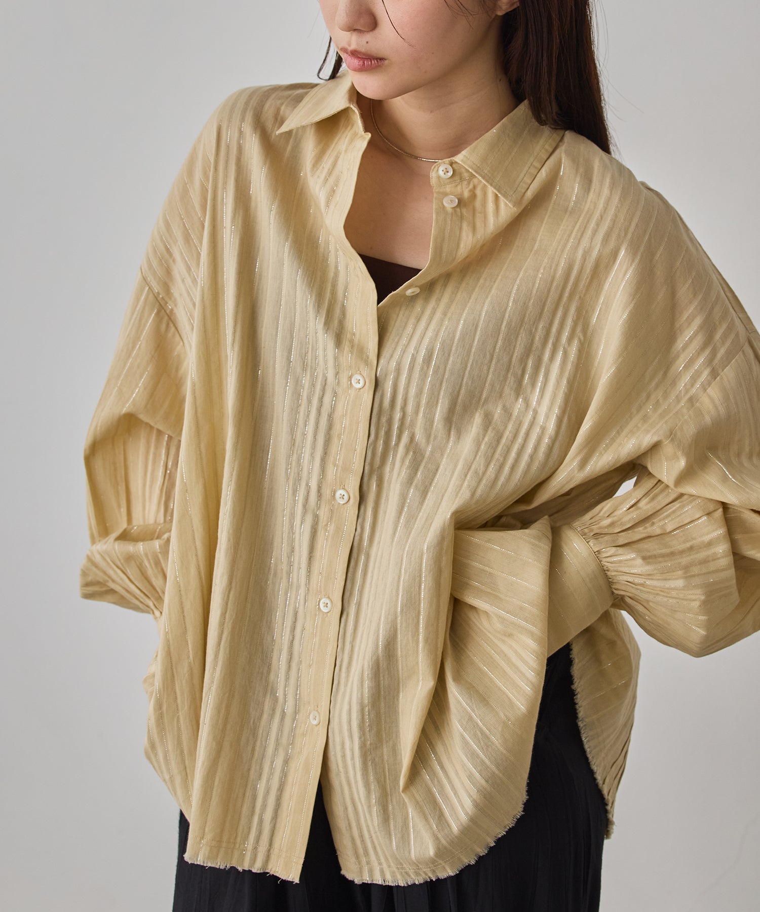 STRIPE BACK-OPEN SHIRT