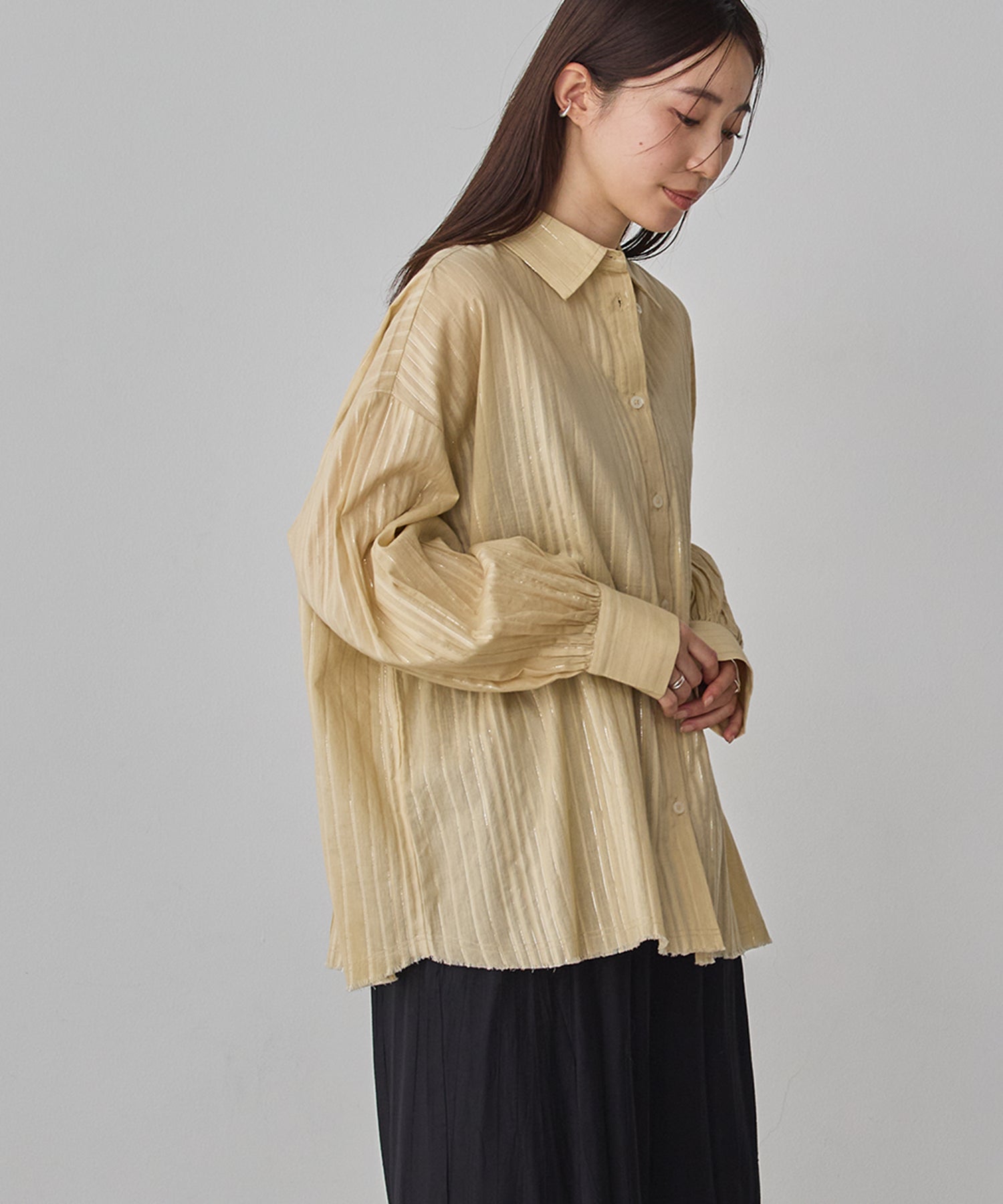 STRIPE BACK-OPEN SHIRT