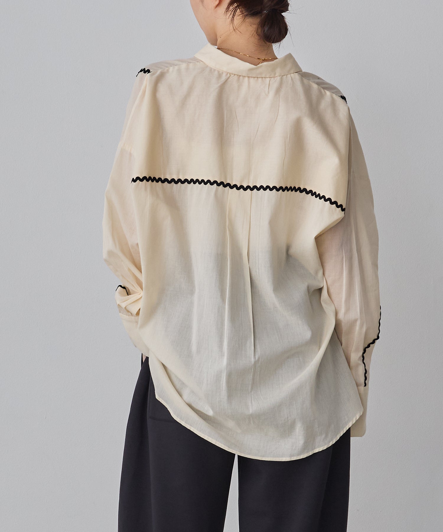 コットンボイル 配色ラインシャツ