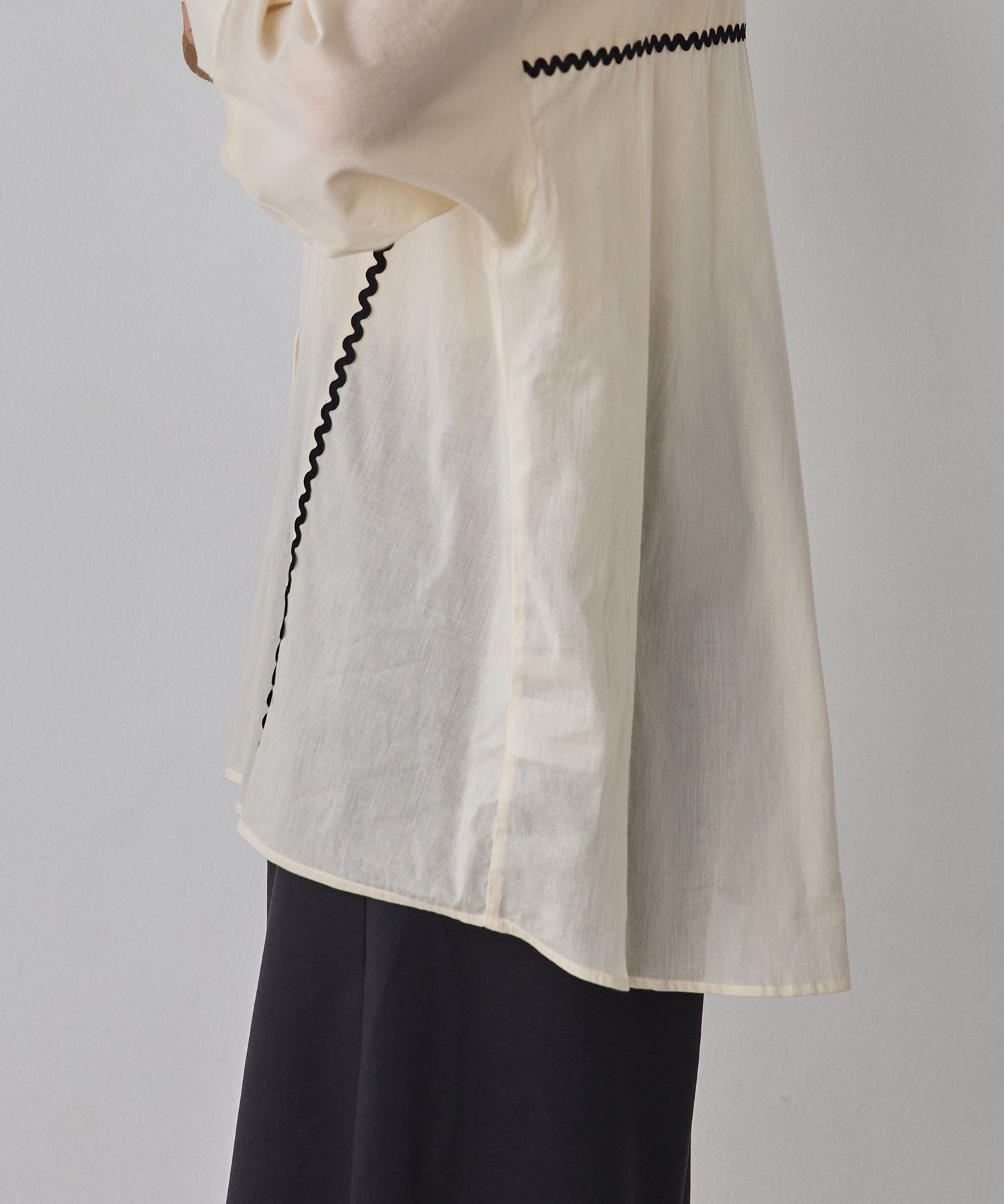 コットンボイル 配色ラインシャツ