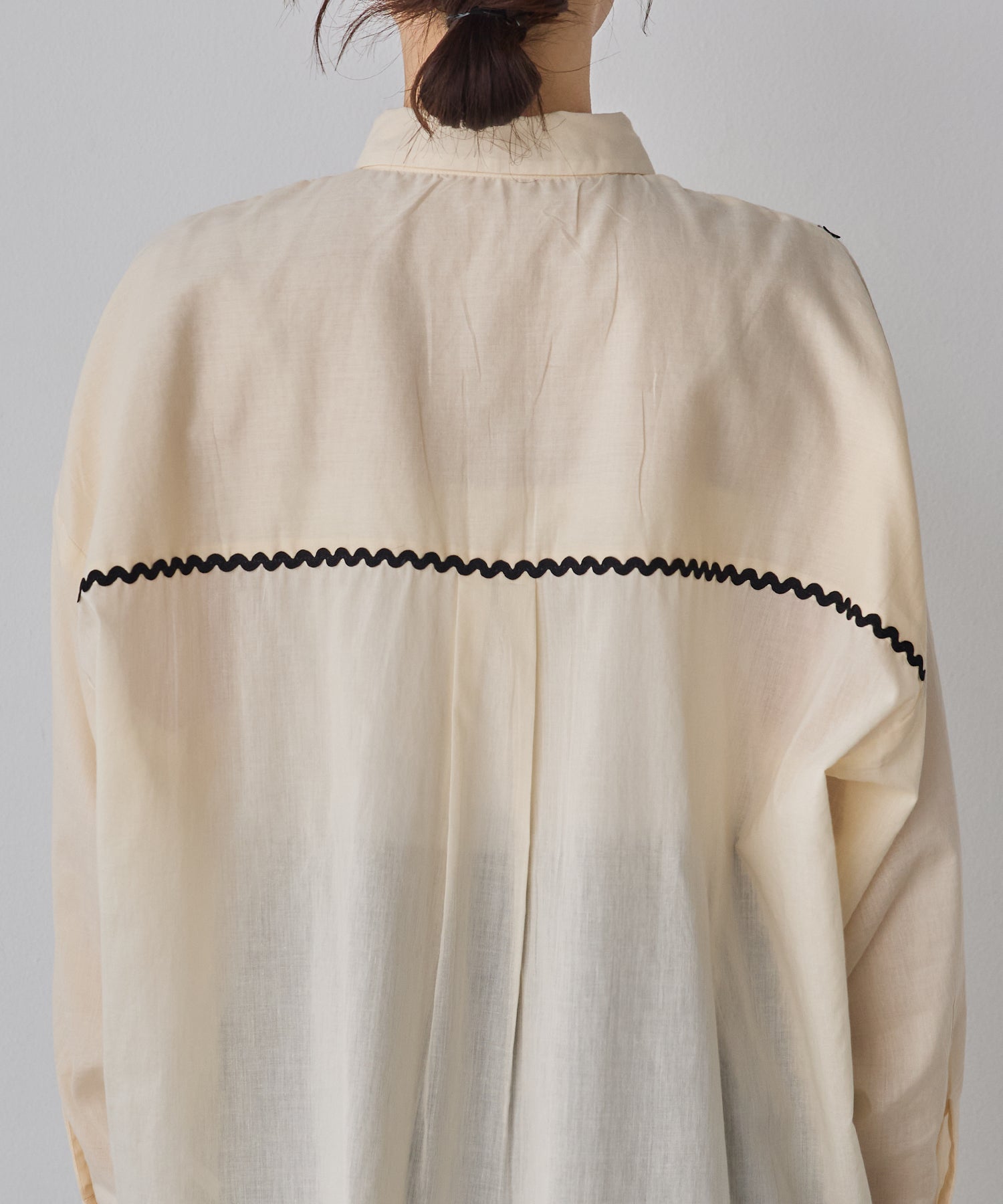 コットンボイル 配色ラインシャツ