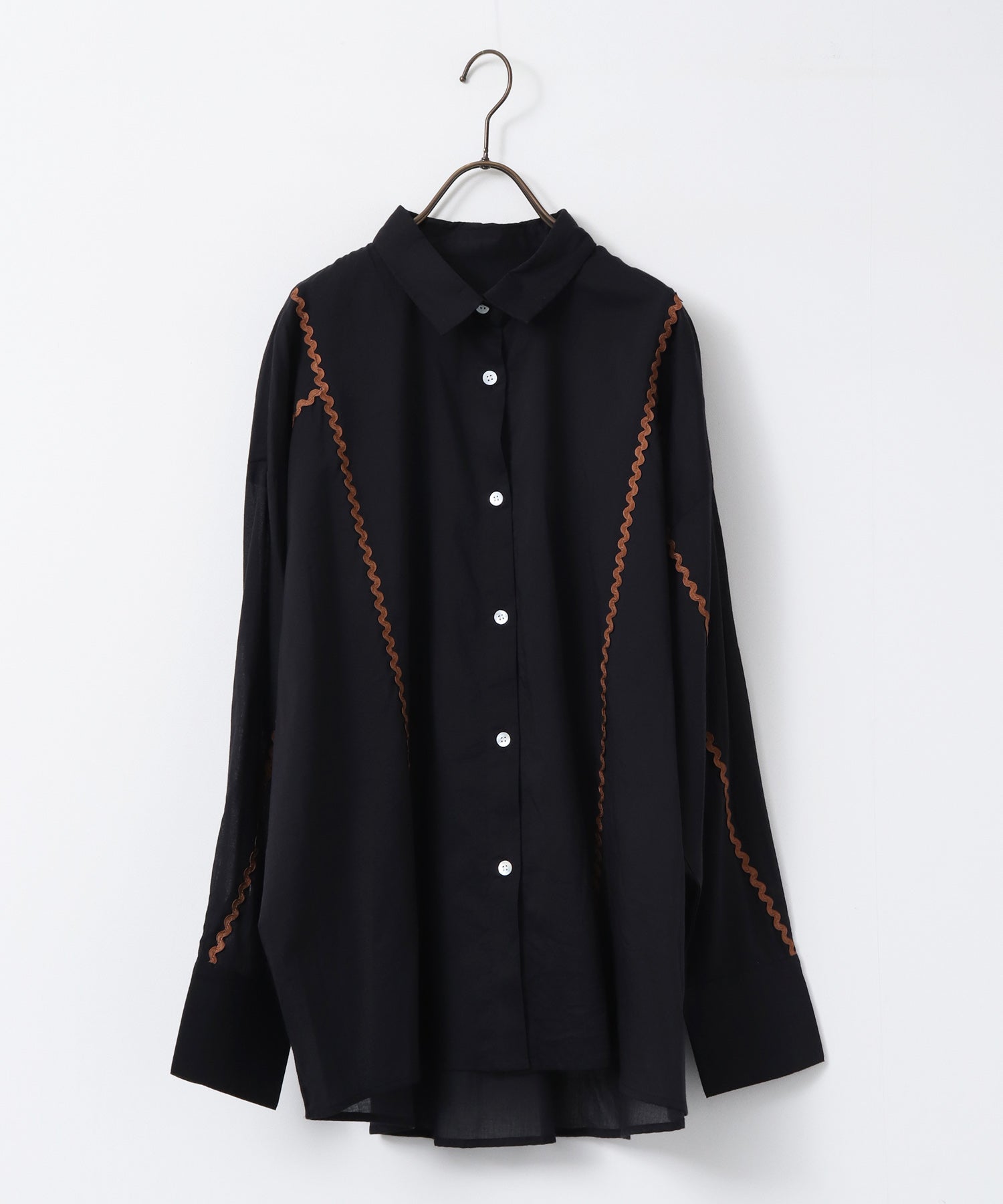 コットンボイル 配色ラインシャツ