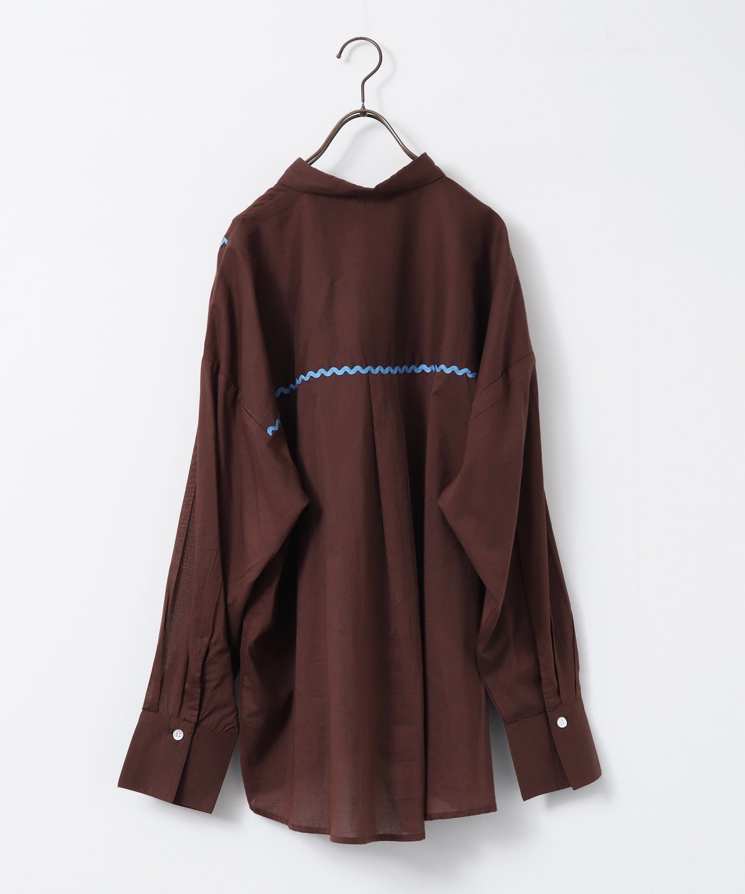 コットンボイル 配色ラインシャツ