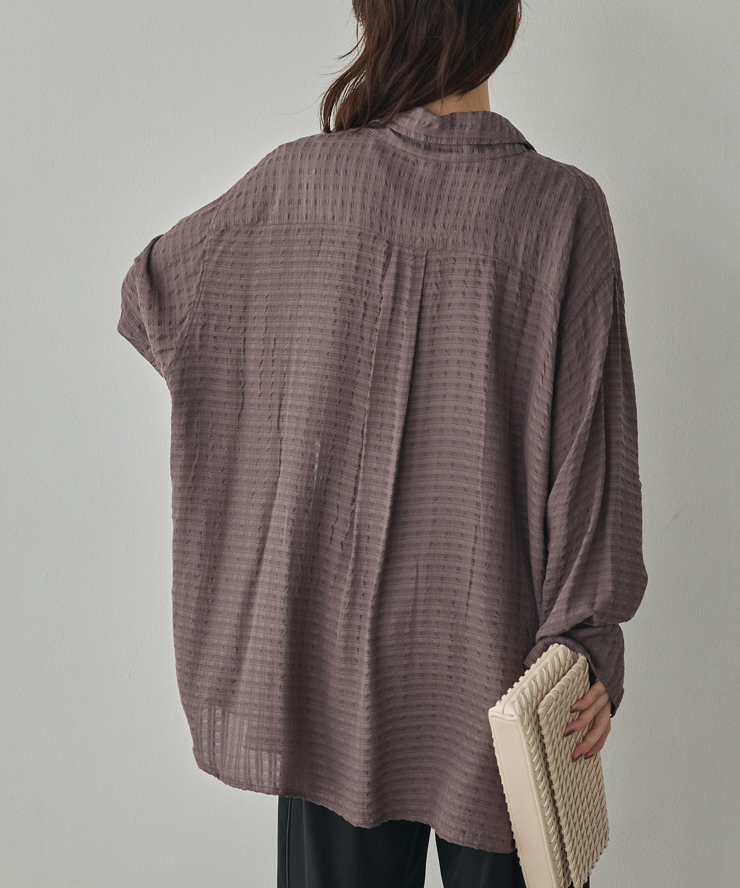 DOBBY CHECK 2-WAY SLEEVE OVERSIZED SHIRT