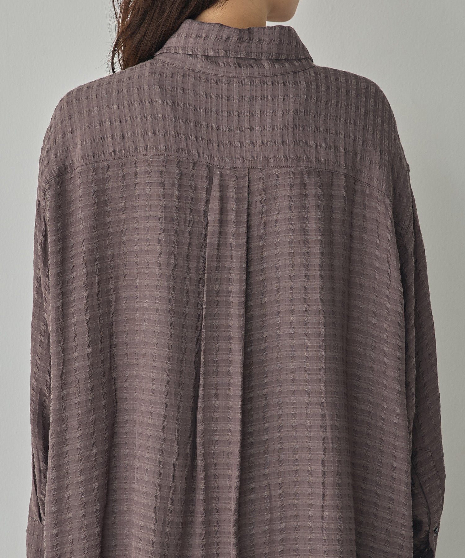 DOBBY CHECK 2-WAY SLEEVE OVERSIZED SHIRT