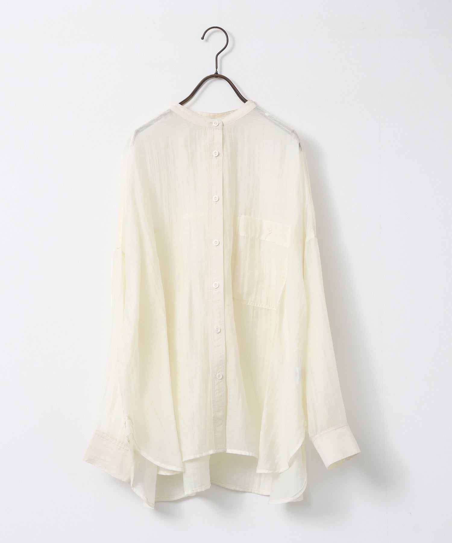 《一部予約》【WEB限定/別注】バンドカラー シアーシャツ