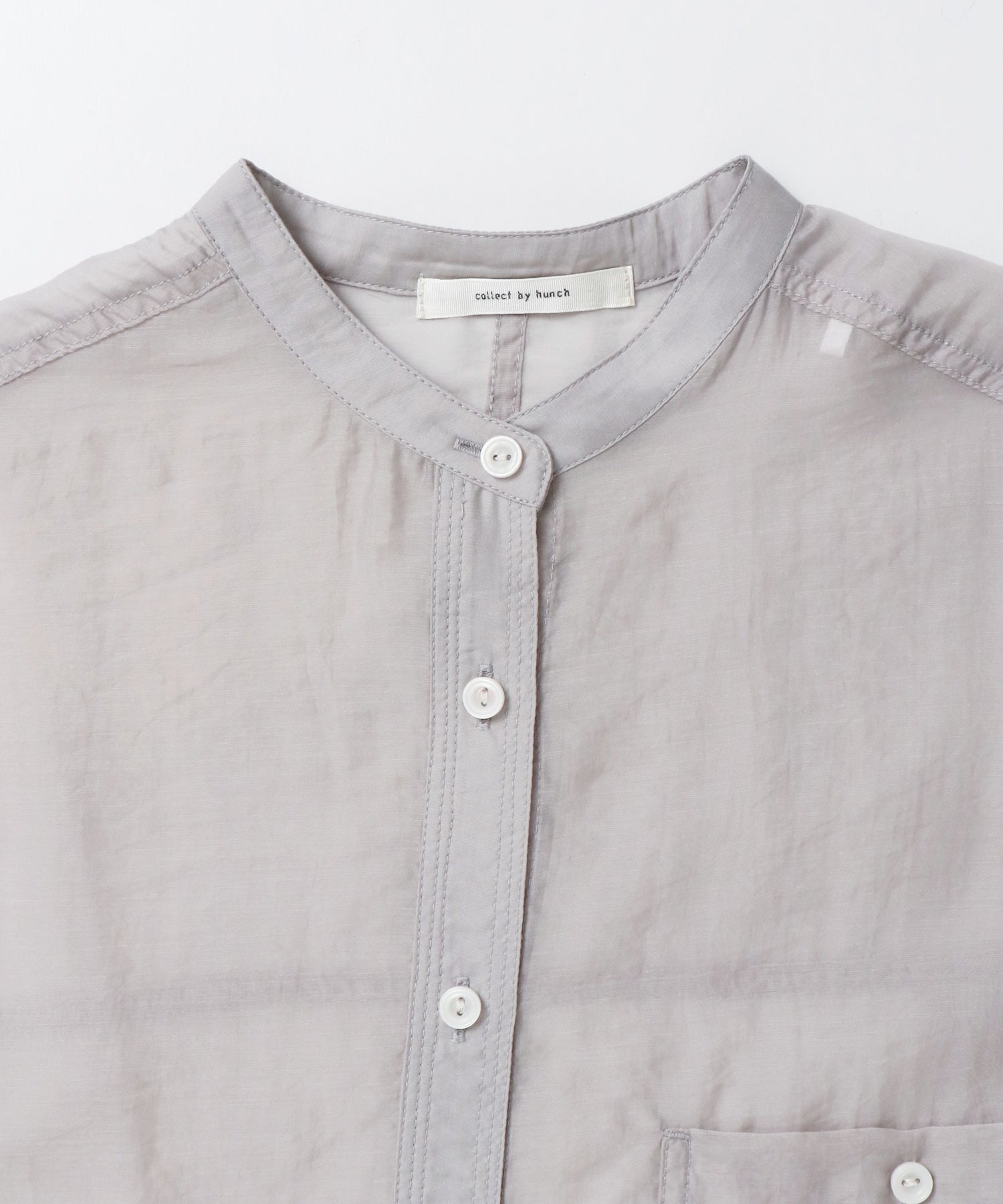 《一部予約》【WEB限定/別注】バンドカラー シアーシャツ