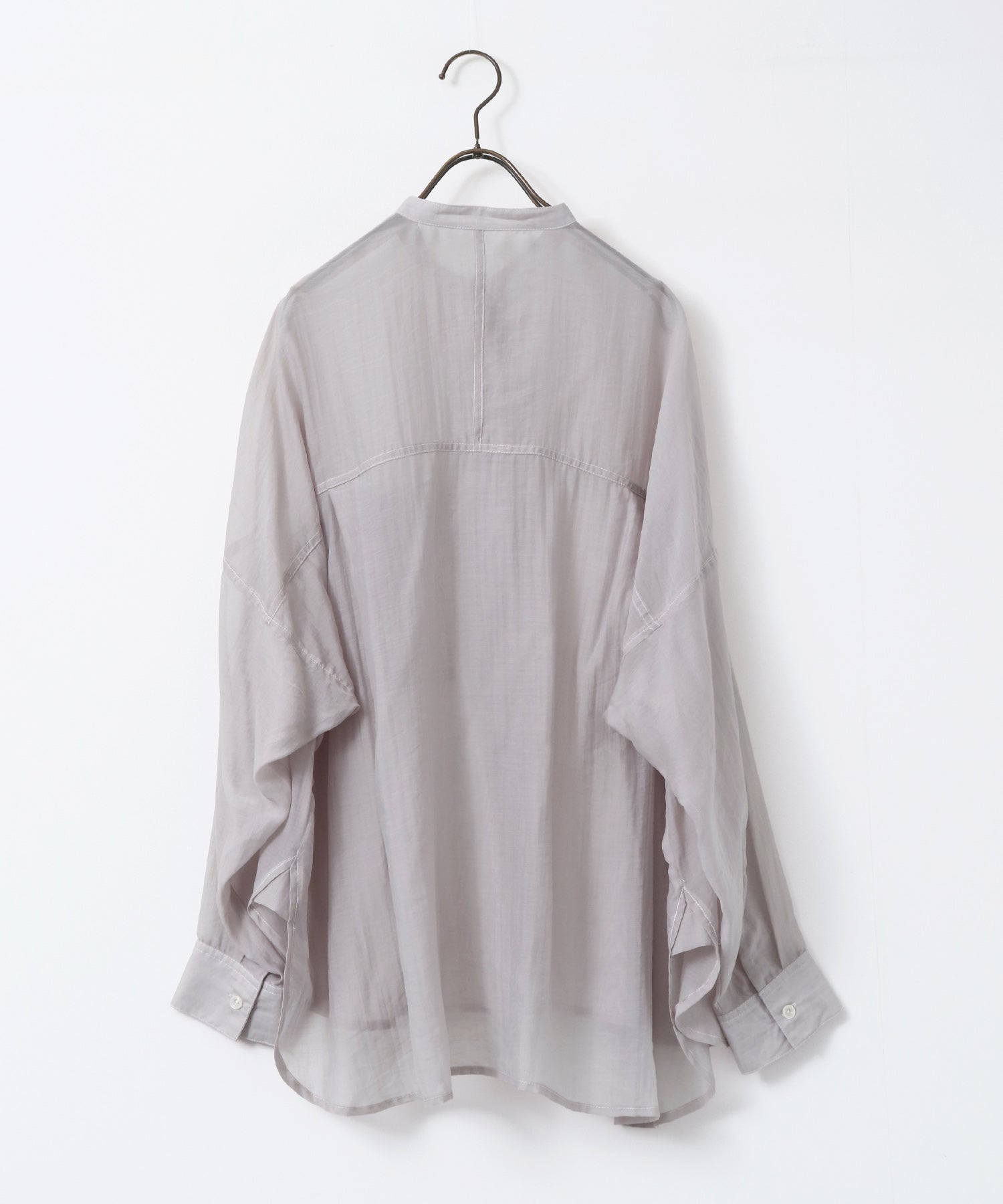 《一部予約》【WEB限定/別注】バンドカラー シアーシャツ