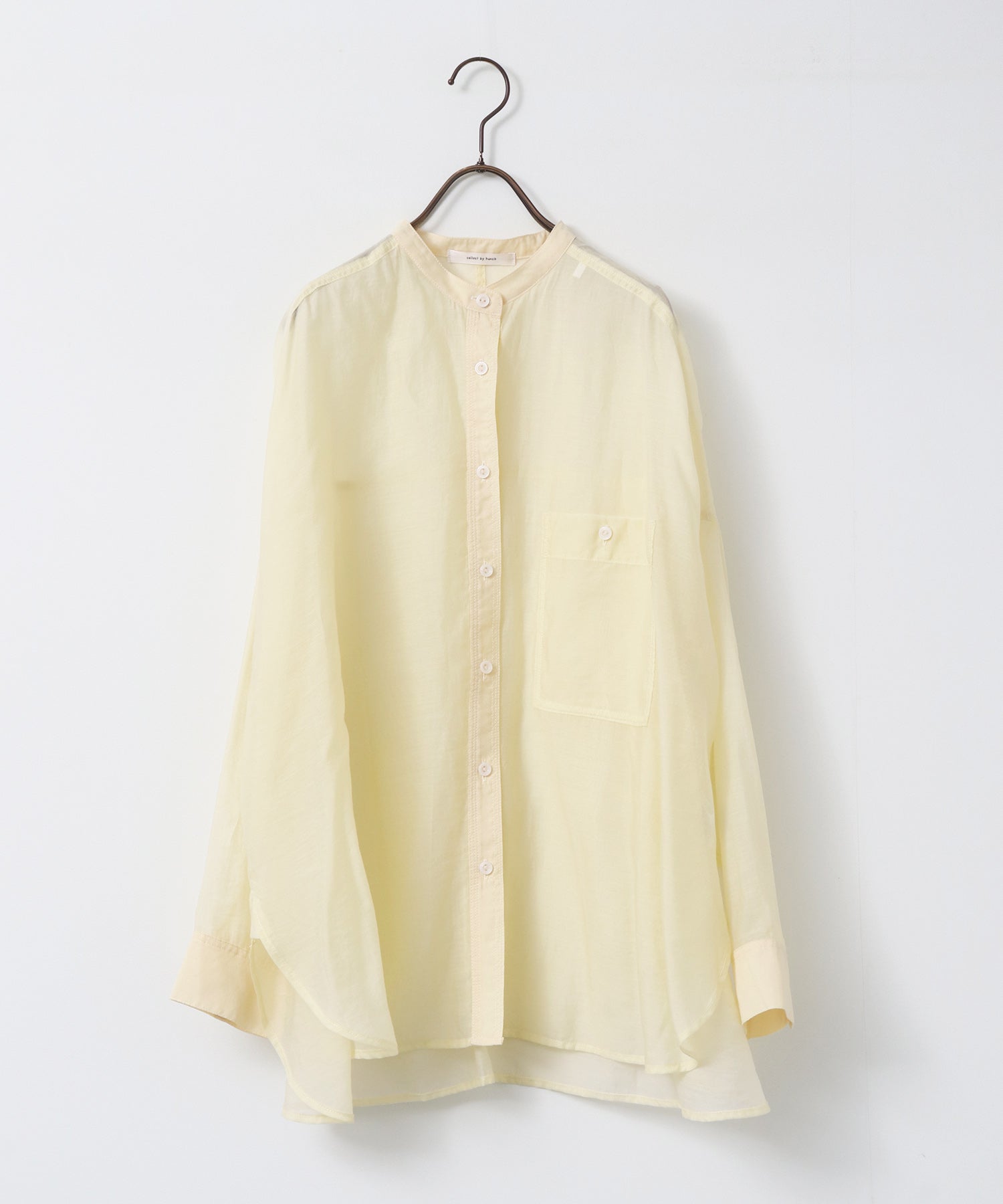 《一部予約》【WEB限定/別注】バンドカラー シアーシャツ